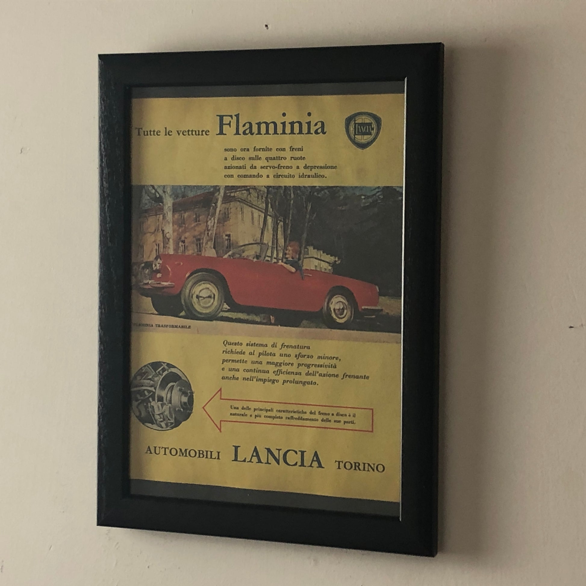 Lancia, Pubblicità Anno 1960 le Lancia Flaminia Montano Freni a Disco - Raggi's Collectibles' Automotive Art