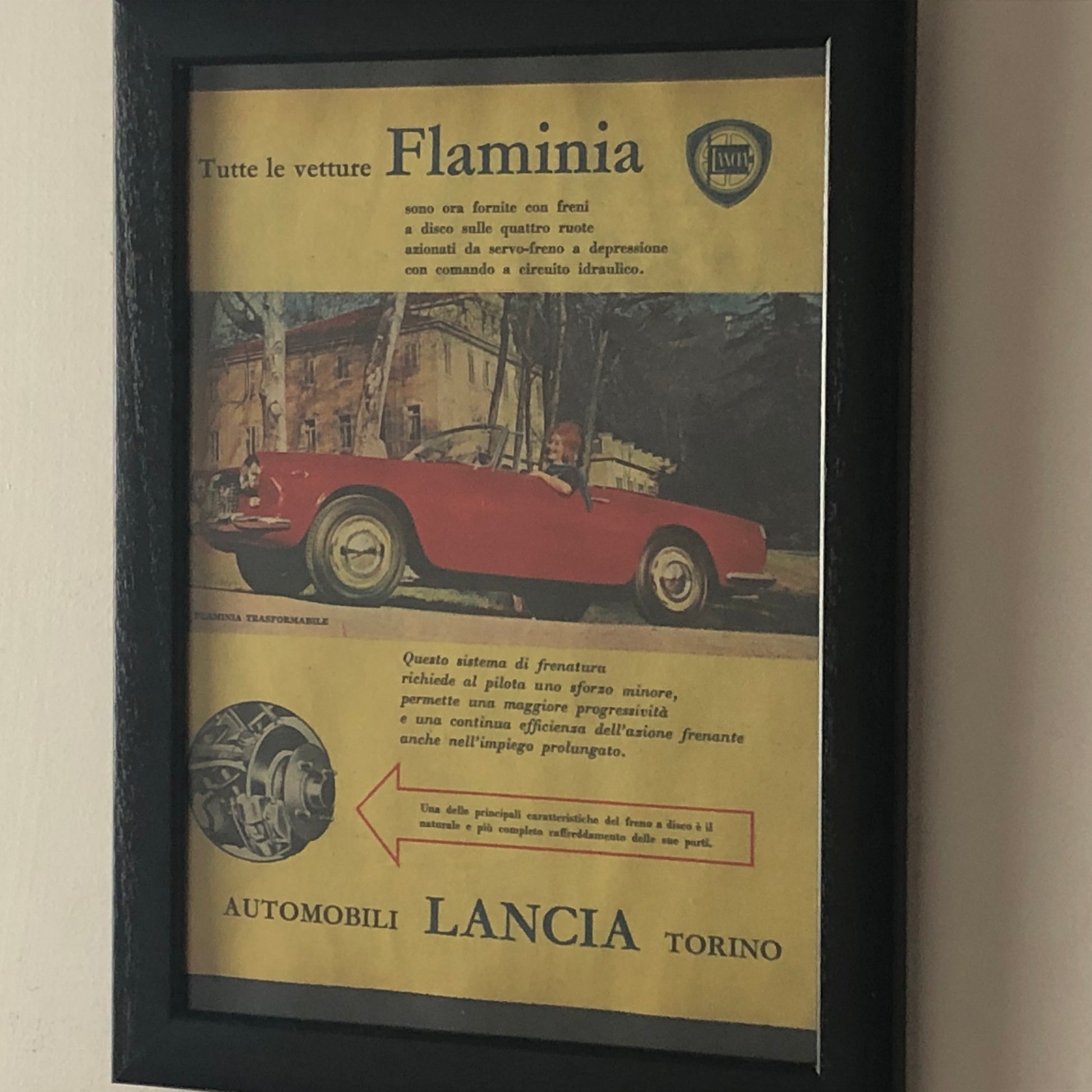 Lancia, Pubblicità Anno 1960 le Lancia Flaminia Montano Freni a Disco - Raggi's Collectibles' Automotive Art