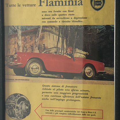 Lancia, Pubblicità Anno 1960 le Lancia Flaminia Montano Freni a Disco - Raggi's Collectibles' Automotive Art