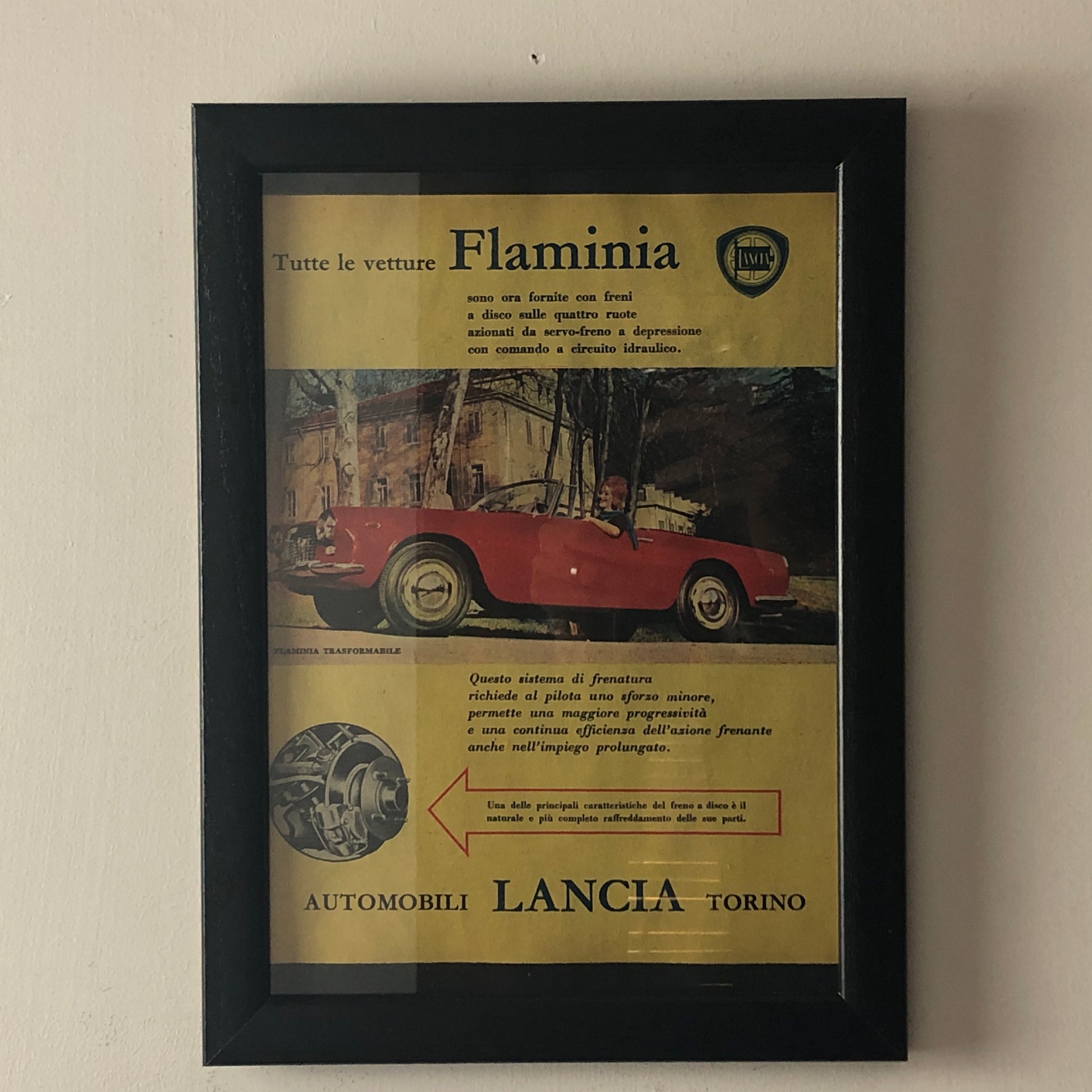 Lancia, Pubblicità Anno 1960 le Lancia Flaminia Montano Freni a Disco - Raggi's Collectibles' Automotive Art