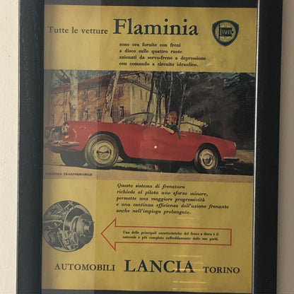 Lancia, Pubblicità Anno 1960 le Lancia Flaminia Montano Freni a Disco - Raggi's Collectibles' Automotive Art