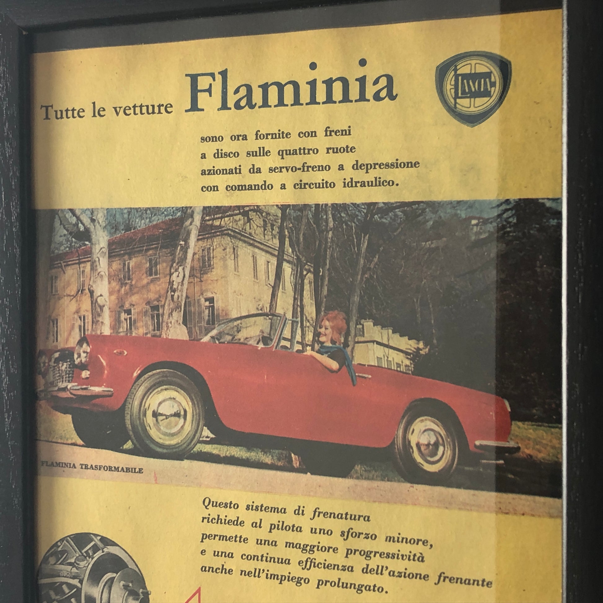 Lancia, Pubblicità Anno 1960 le Lancia Flaminia Montano Freni a Disco - Raggi's Collectibles' Automotive Art