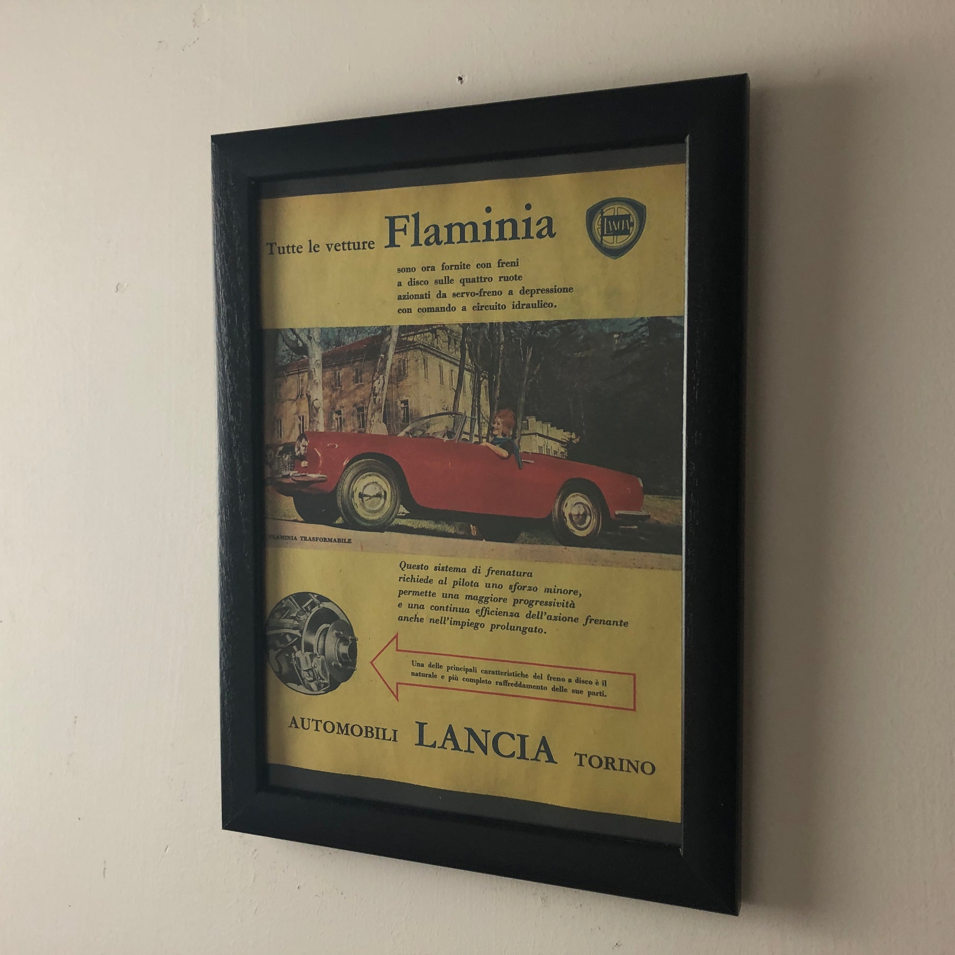 Lancia, Pubblicità Anno 1960 le Lancia Flaminia Montano Freni a Disco - Raggi's Collectibles' Automotive Art