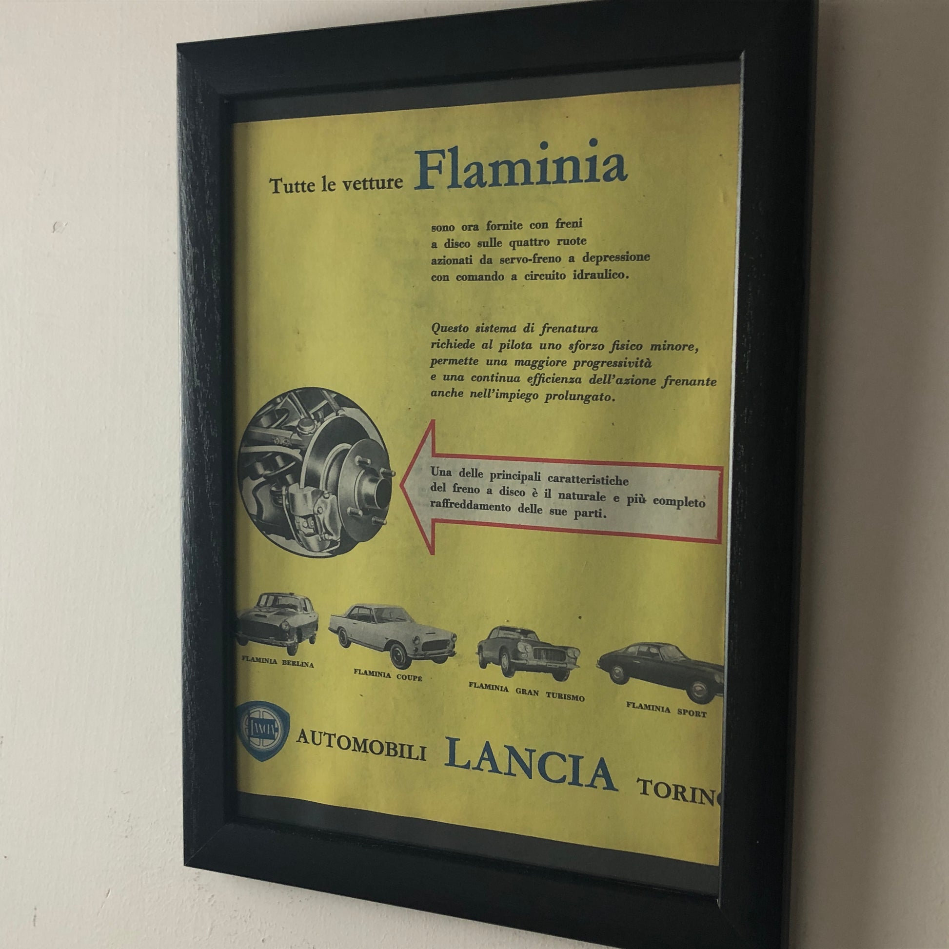 Lancia, Pubblicità Anno 1960 Tutte le Lancia Flaminia Montano Freni a Disco - Raggi's Collectibles' Automotive Art