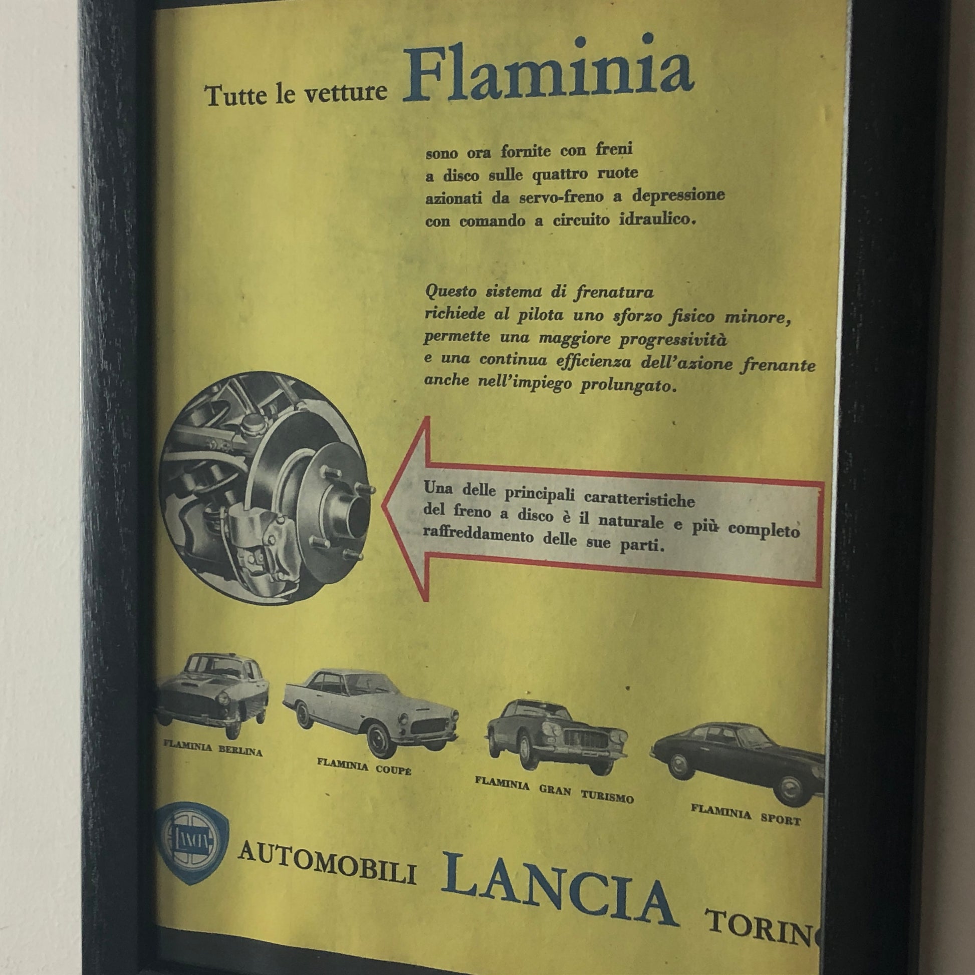 Lancia, Pubblicità Anno 1960 Tutte le Lancia Flaminia Montano Freni a Disco - Raggi's Collectibles' Automotive Art