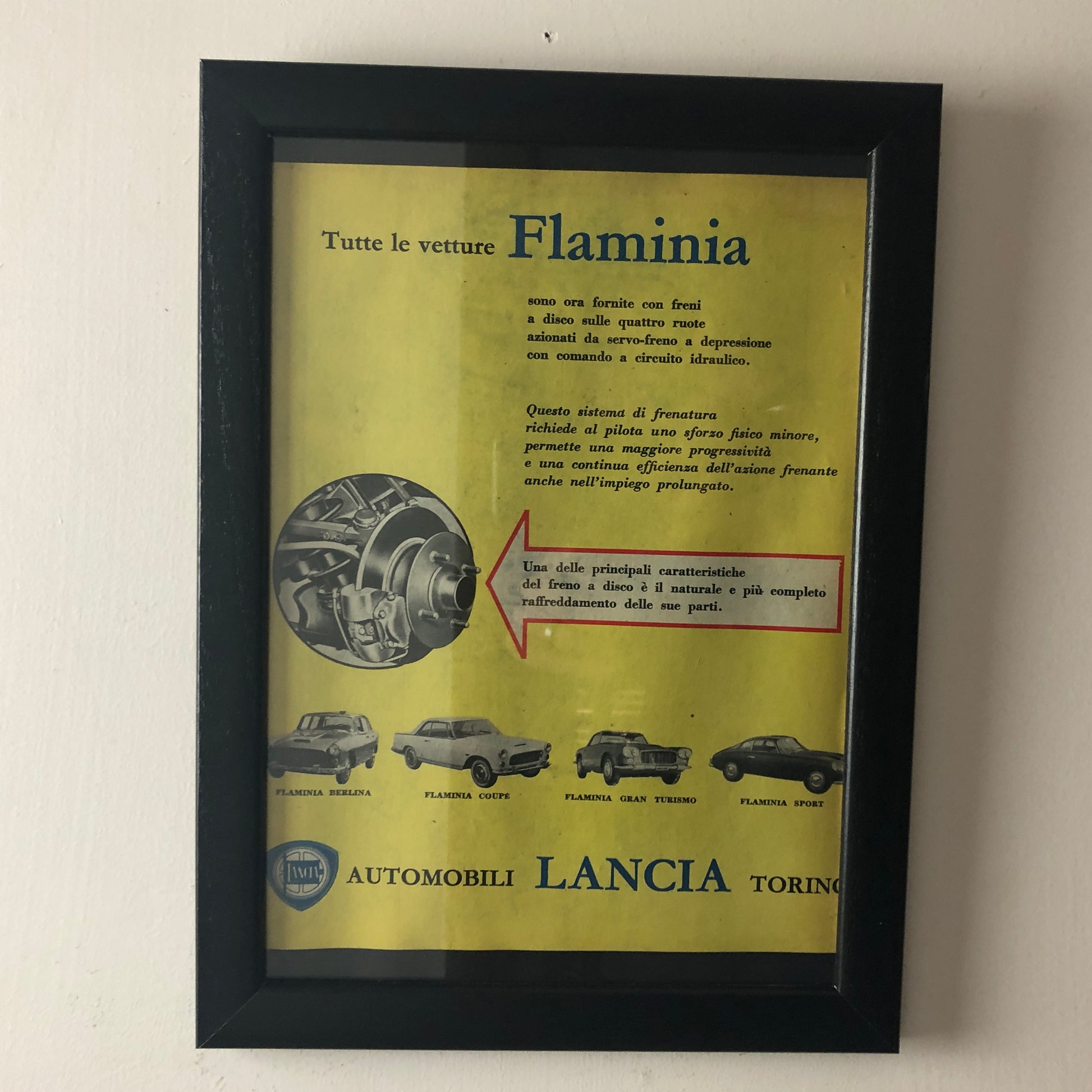 Lancia, Pubblicità Anno 1960 Tutte le Lancia Flaminia Montano Freni a Disco - Raggi's Collectibles' Automotive Art