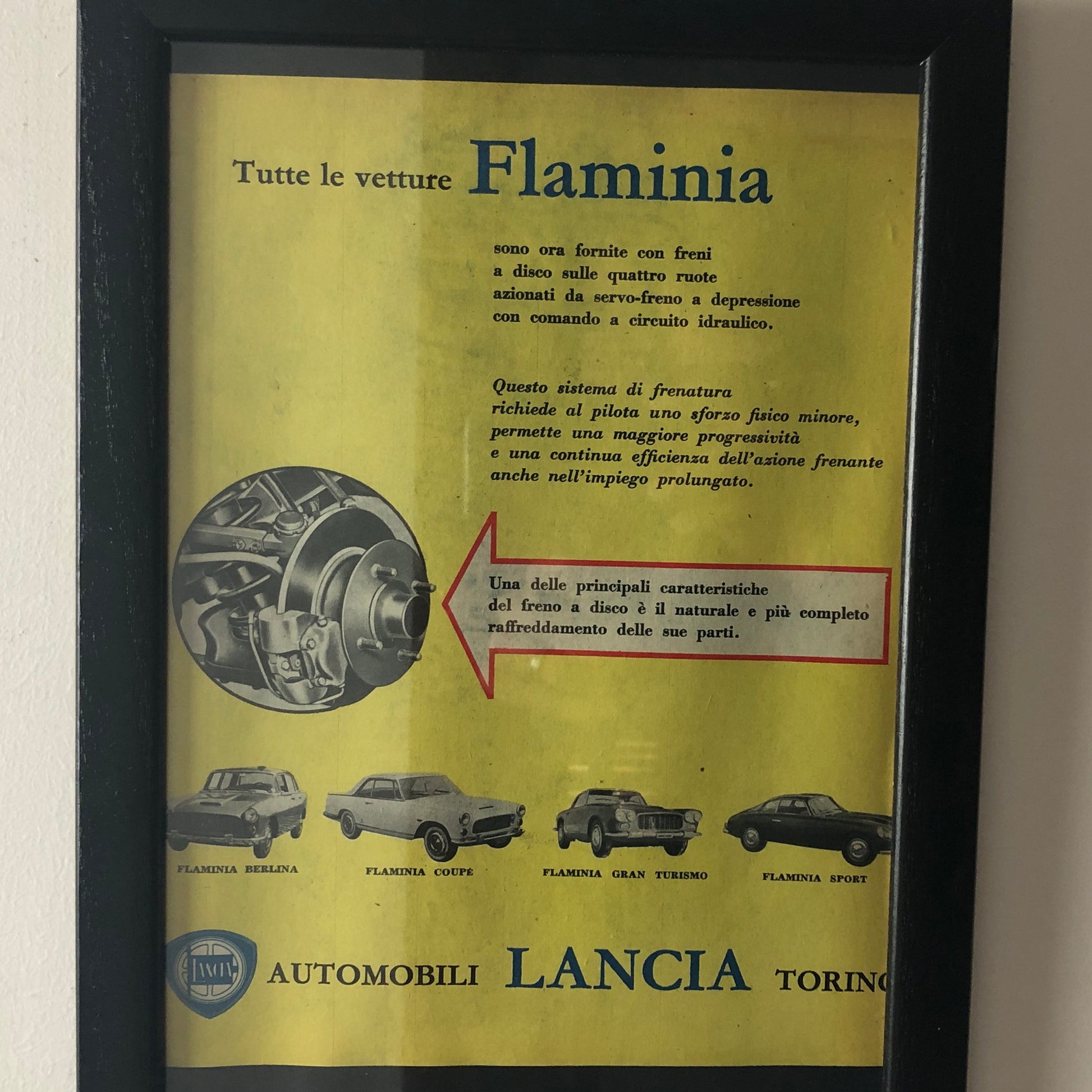 Lancia, Pubblicità Anno 1960 Tutte le Lancia Flaminia Montano Freni a Disco - Raggi's Collectibles' Automotive Art