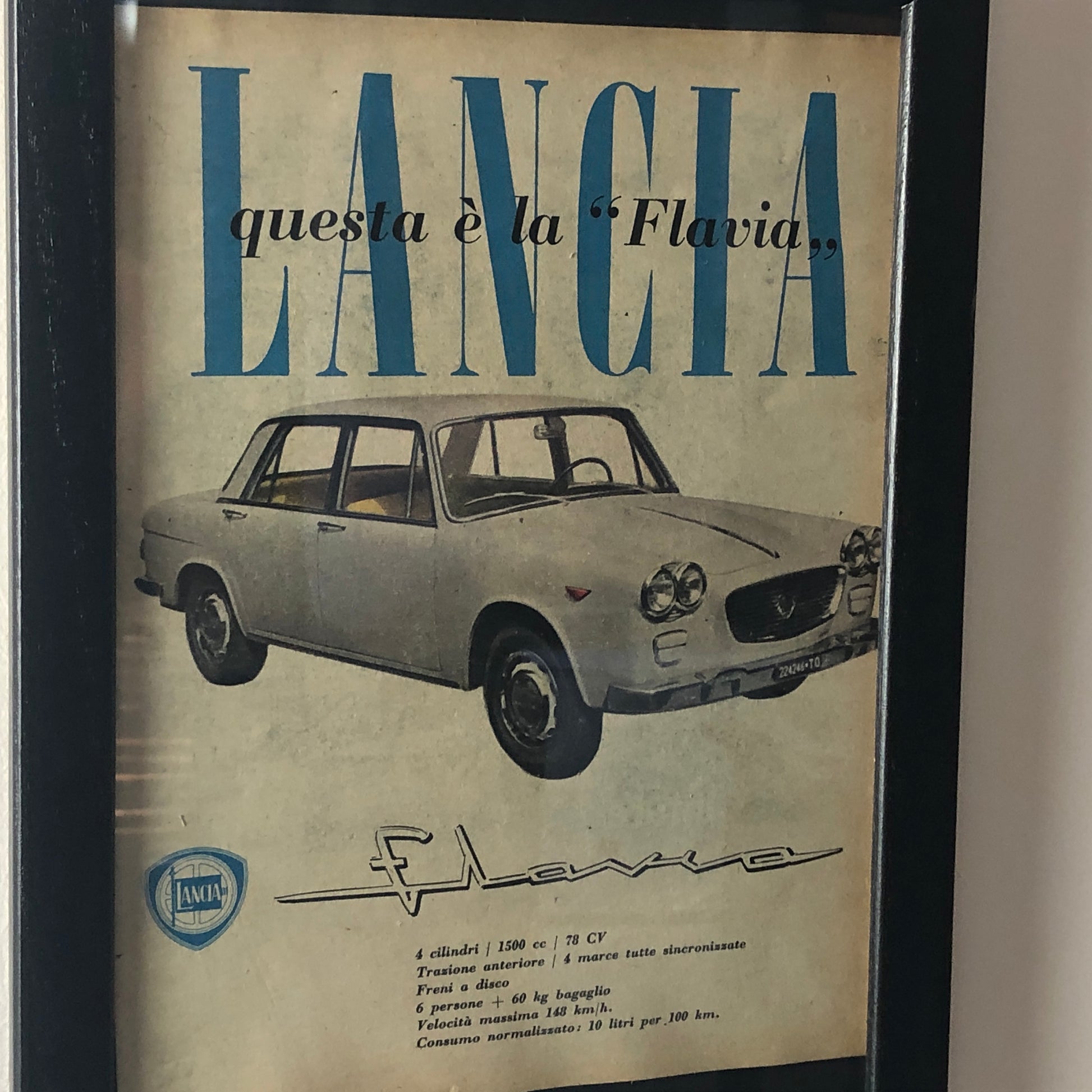 Lancia, Pubblicità Anno 1960 Questa è la Lancia Flavia - Raggi's Collectibles' Automotive Art