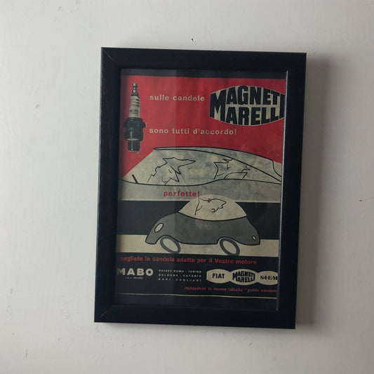 Magneti Marelli, Pubblicità Anno 1960 Candele Magneti Marelli Disegnata da Amleto Dalla Costa - Raggi's Collectibles' Automotive Art