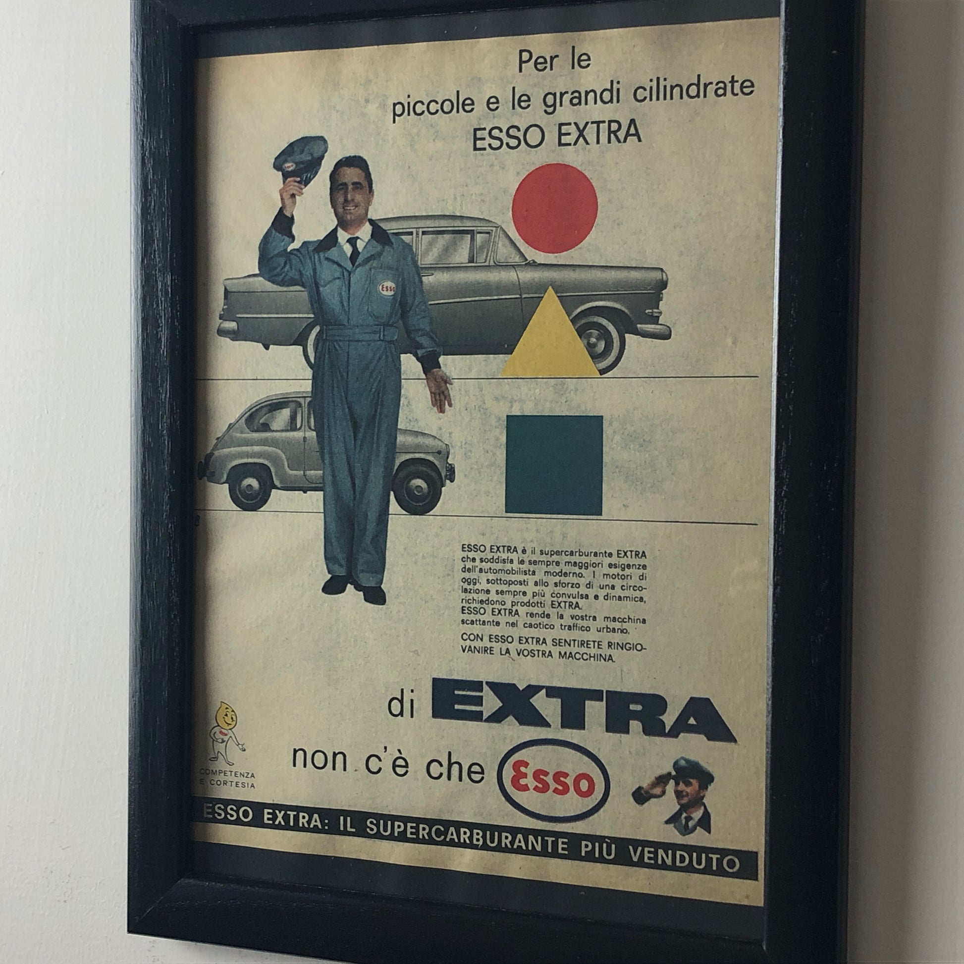 Esso, Pubblicità Anno 1960 Esso Extra Per le Piccole e Grandi Cilindrate - Raggi's Collectibles' Automotive Art