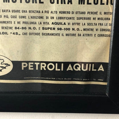 Aquila Raffineria Oli Minerali Trieste, Pubblicità Anno 1960 Aquiloil Petroli Aquila - Raggi's Collectibles' Automotive Art