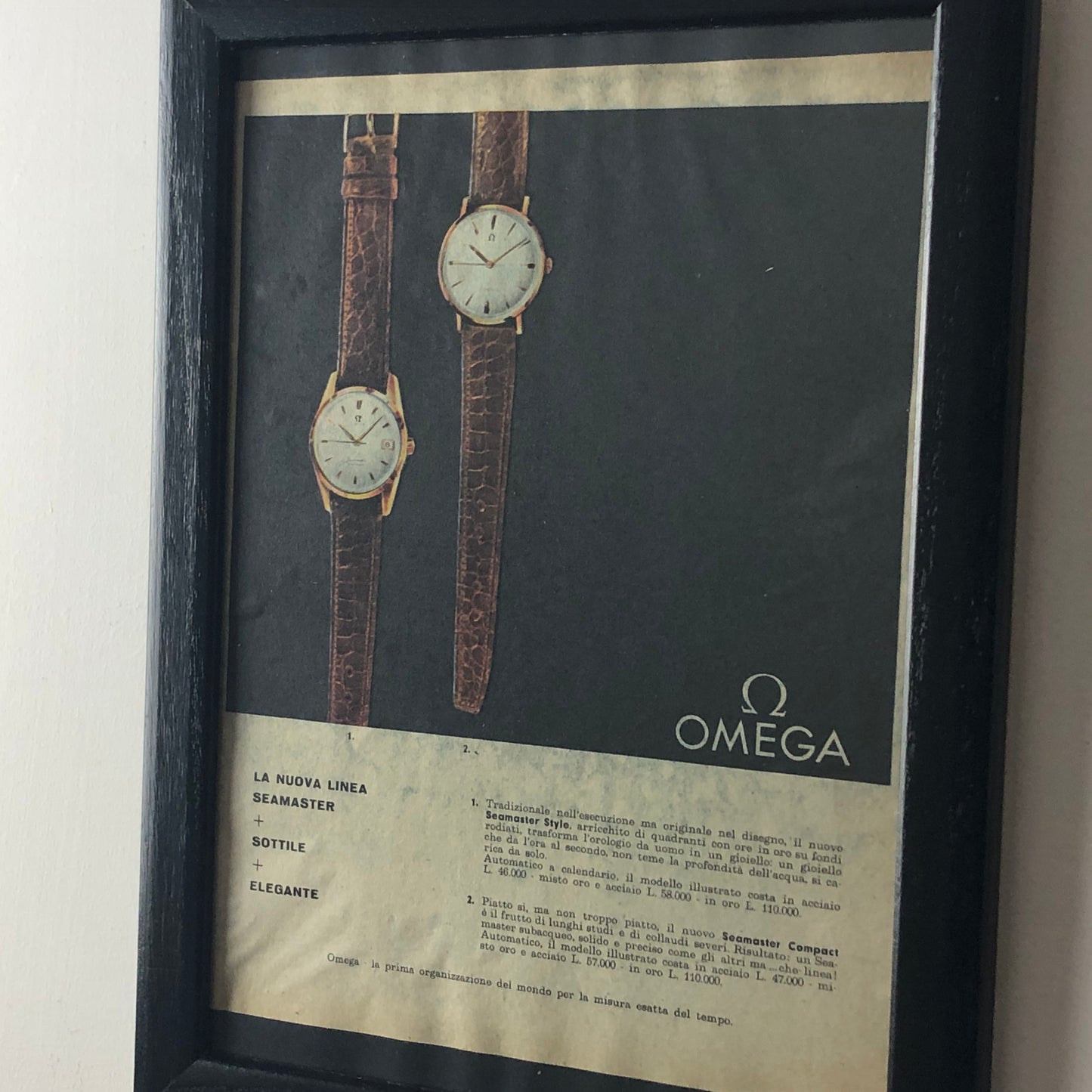 Omega, Advertising Year 1960 Omega Seamaster with Price List