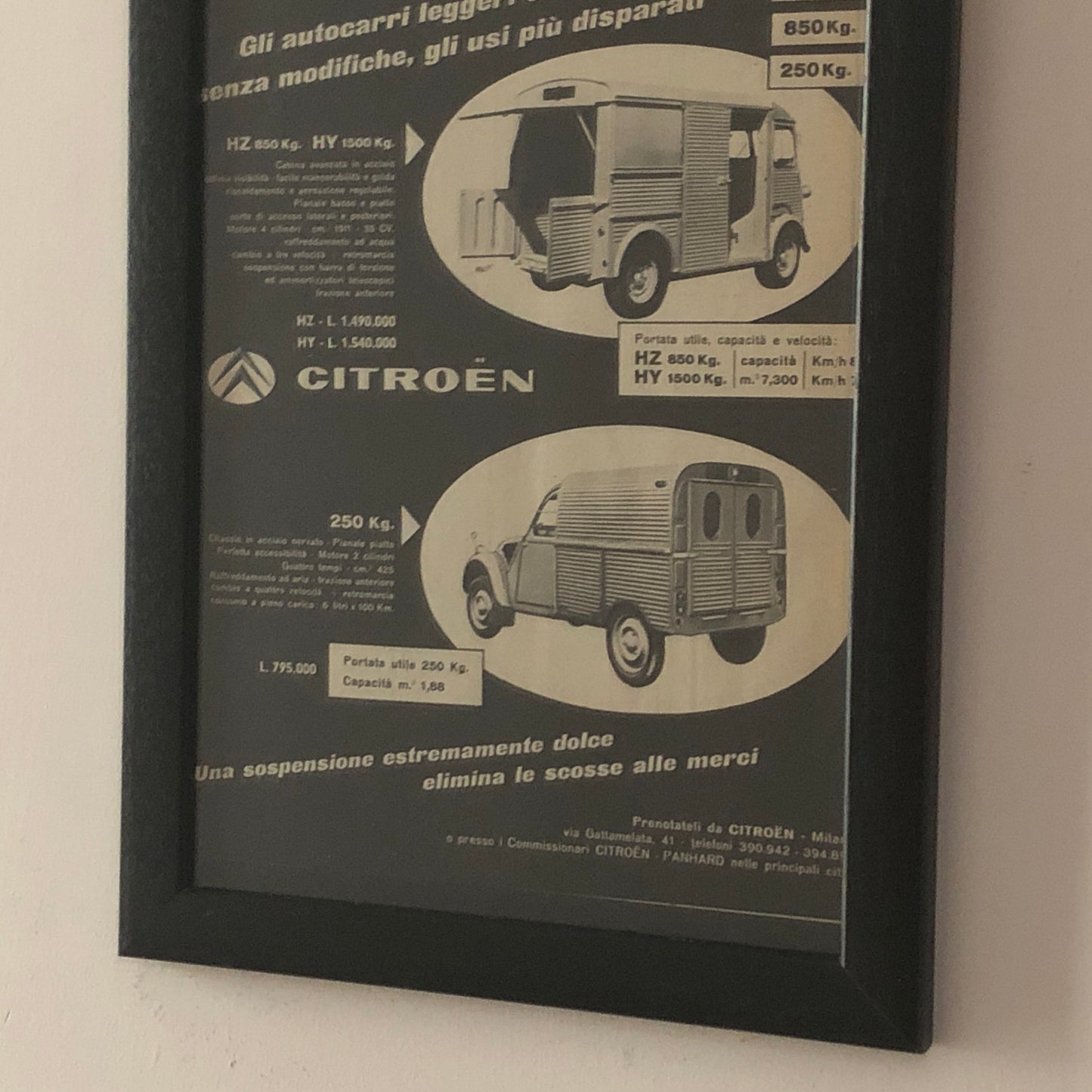 Citroën, Advertisement Year 1959 Citroën Commercial Vehicles with Caption in Italian