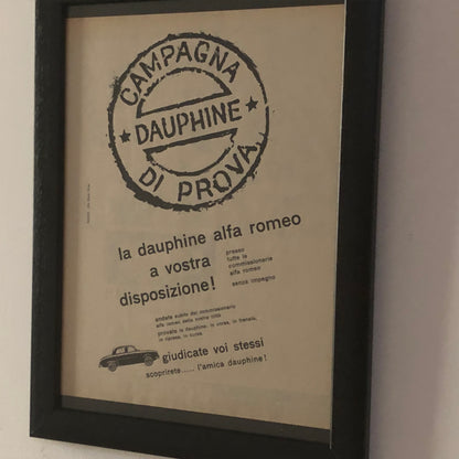 Alfa Romeo Pubblicità Anno 1960 Campagna di Prova Alfa Romeo Dauphine - Raggi's Collectibles' Automotive Art