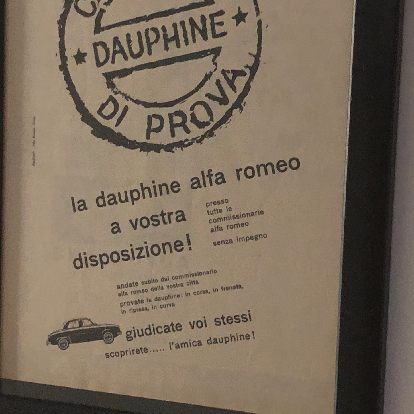 Alfa Romeo Pubblicità Anno 1960 Campagna di Prova Alfa Romeo Dauphine