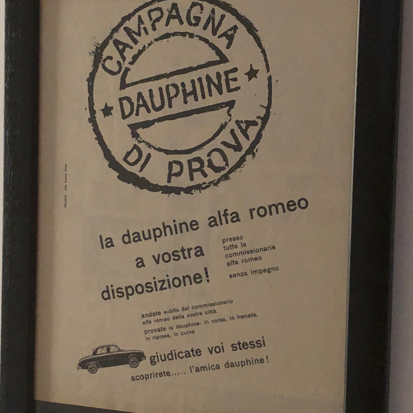 Alfa Romeo Pubblicità Anno 1960 Campagna di Prova Alfa Romeo Dauphine