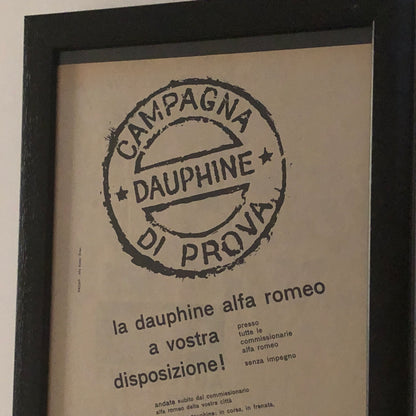 Alfa Romeo Pubblicità Anno 1960 Campagna di Prova Alfa Romeo Dauphine - Raggi's Collectibles' Automotive Art