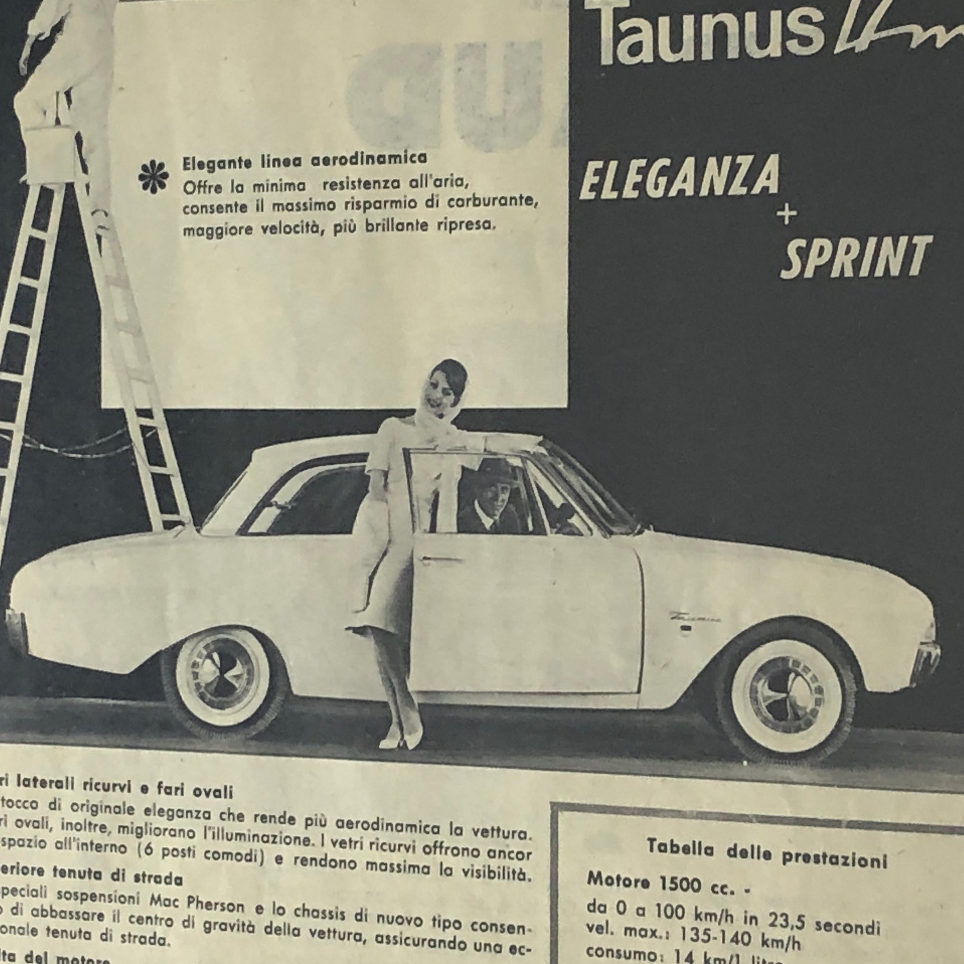 Ford, Pubblicità Anno 1960 Ford Taunus 17m con listino prezzi - Raggi's Collectibles' Automotive Art