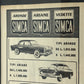 SIMCA, Pubblicità Anno 1960 SIMCA Aronde, Ariane, Vedette con Listino Prezzi
