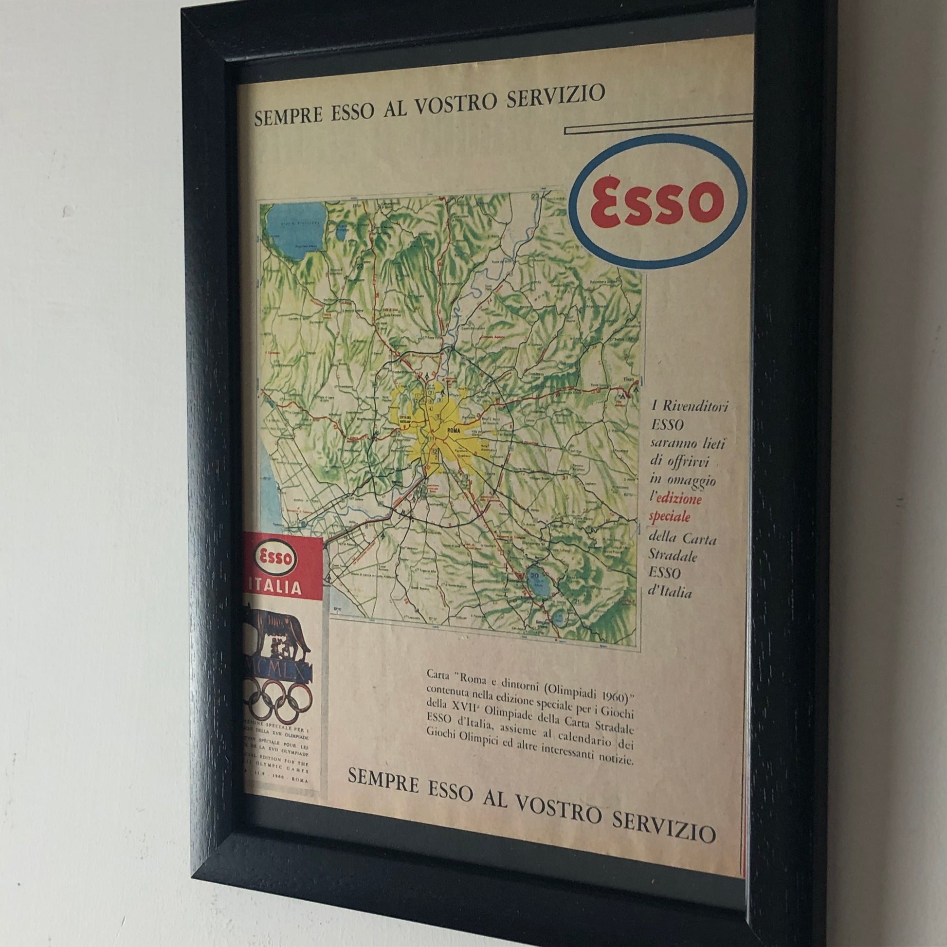 Esso, Pubblicità Anno 1960 Edizione Speciale Carta Stradale Esso di Roma - Raggi's Collectibles' Automotive Art