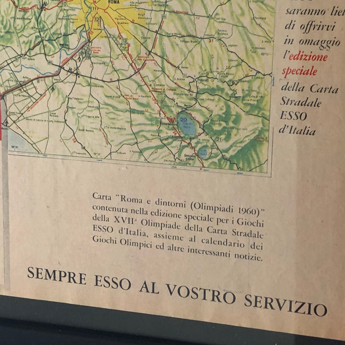 Esso, Pubblicità Anno 1960 Edizione Speciale Carta Stradale Esso di Roma