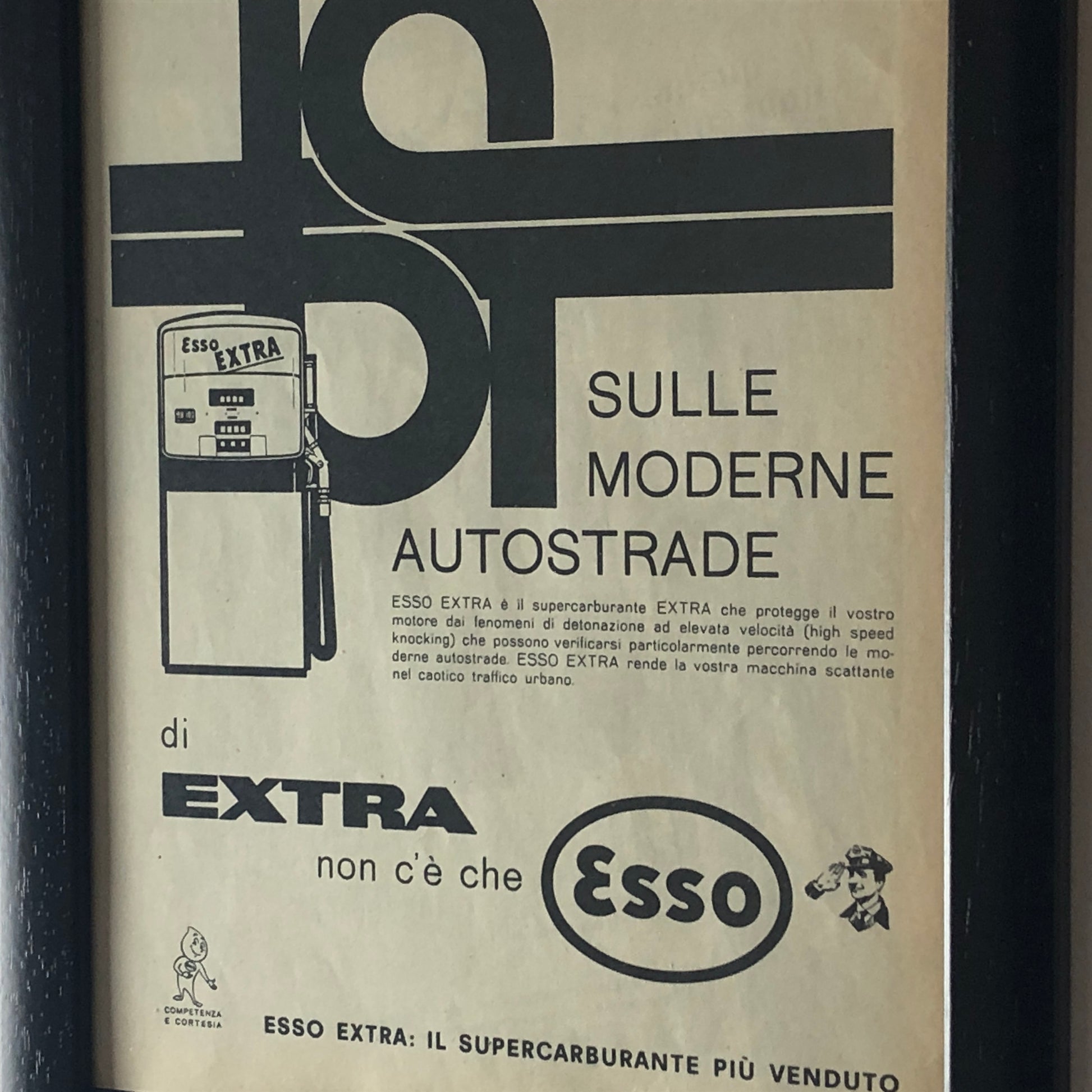 Esso, Pubblicità Anno 1960 Esso Extra sulle Moderne Autostrade - Raggi's Collectibles' Automotive Art