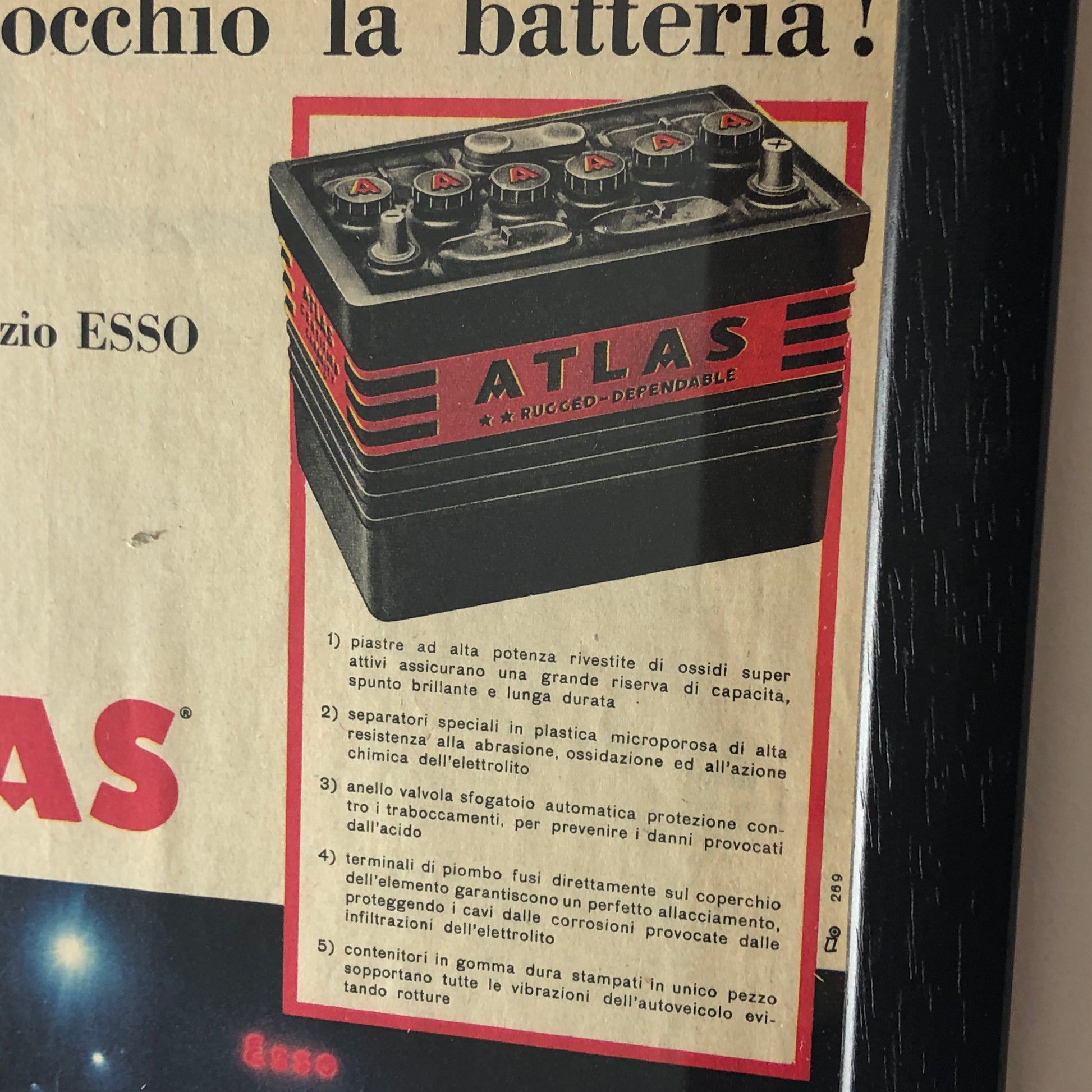 Esso, Pubblicità Anno 1960 Batterie Esso Atlas - Raggi's Collectibles' Automotive Art