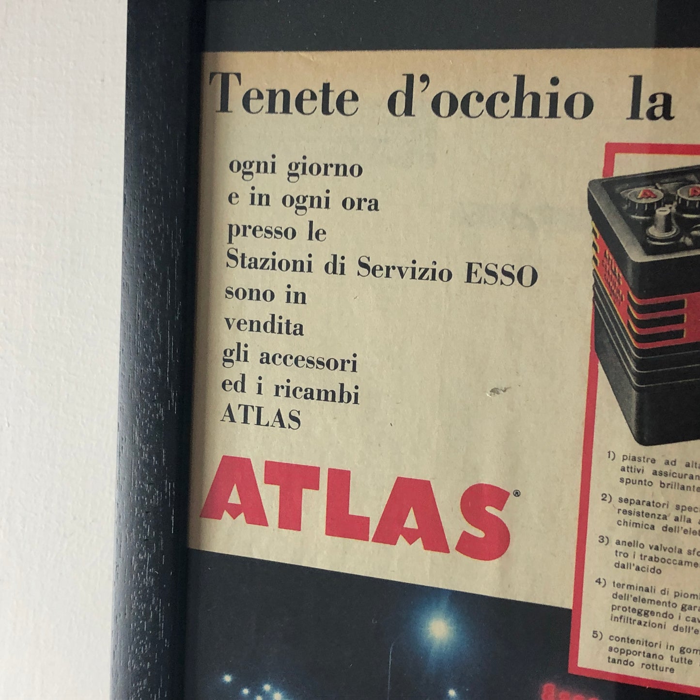 Esso, Pubblicità Anno 1960 Batterie Esso Atlas