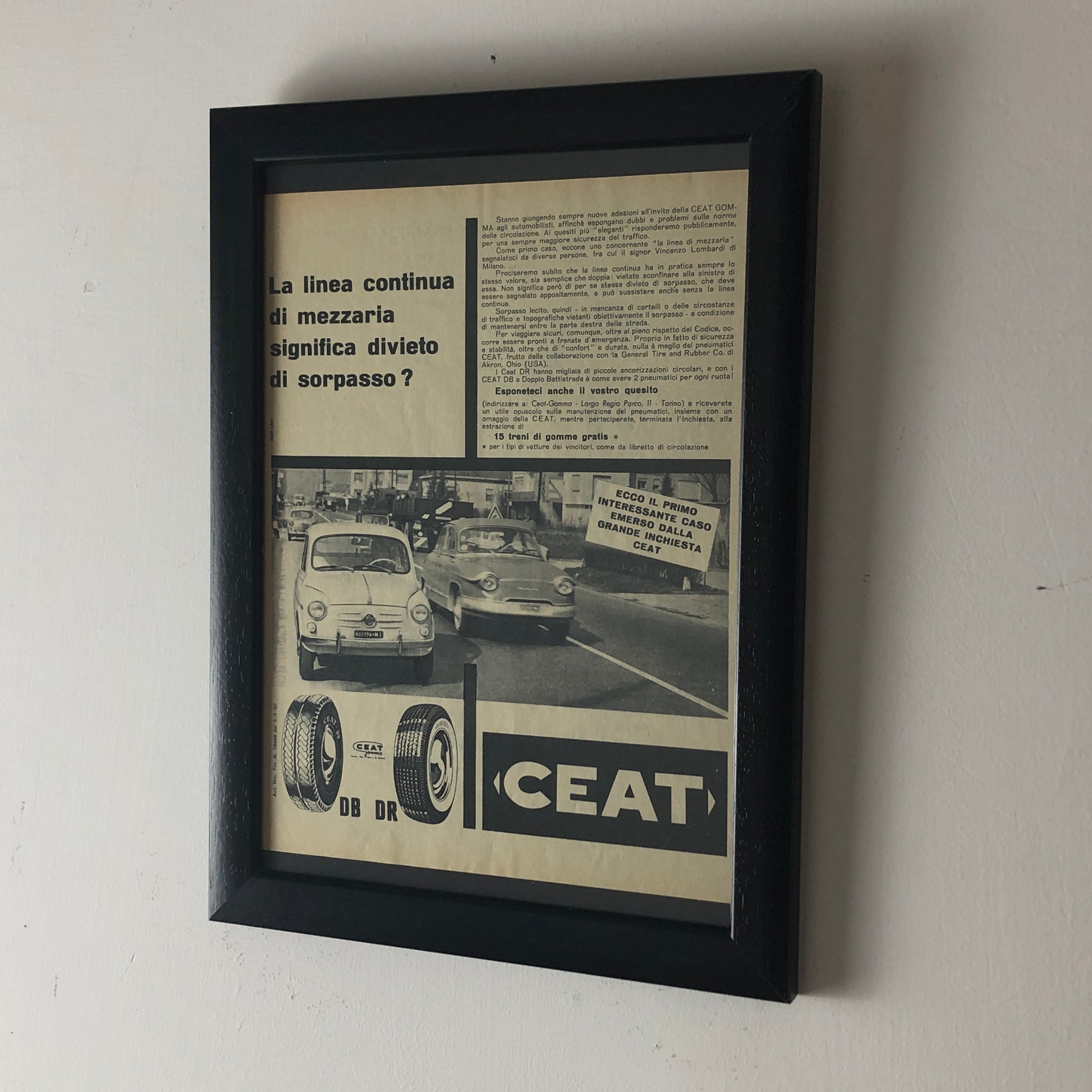 CEAT, Pubblicità Anno 1960 Pneumatici CEAT DB e DR - Raggi's Collectibles' Automotive Art