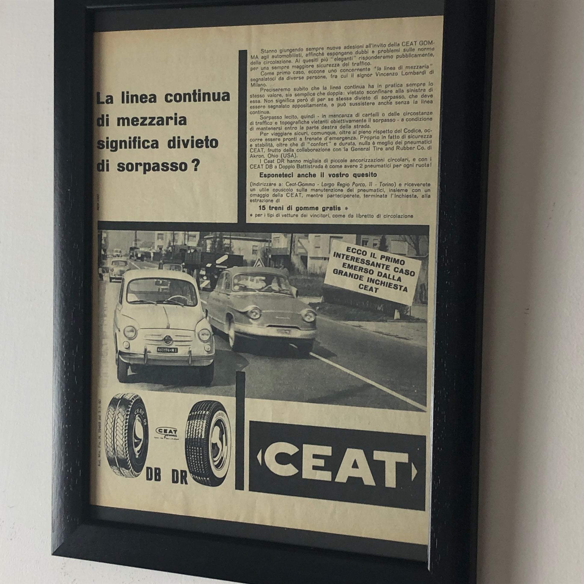 CEAT, Pubblicità Anno 1960 Pneumatici CEAT DB e DR - Raggi's Collectibles' Automotive Art