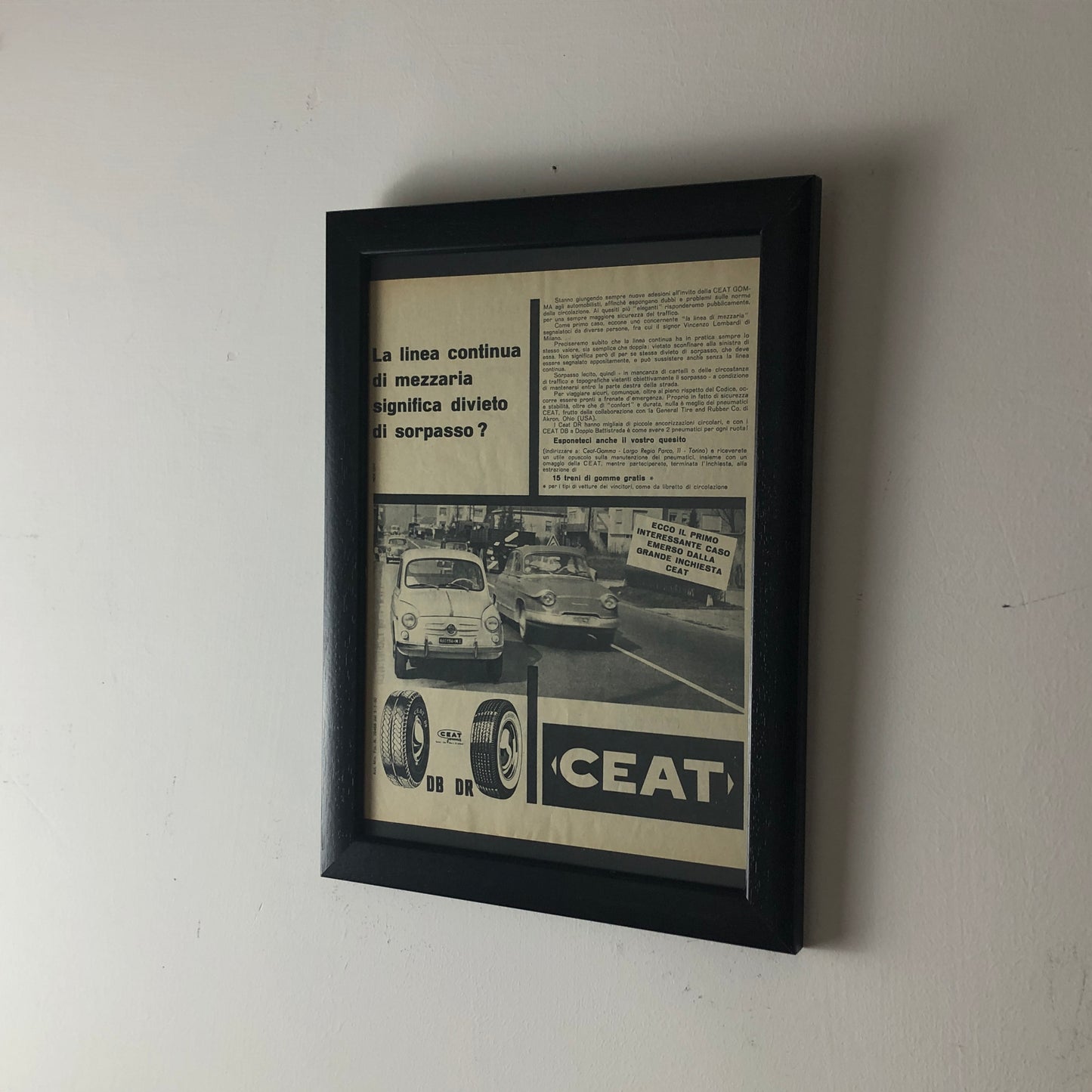 CEAT, Pubblicità Anno 1960 Pneumatici CEAT DB e DR - Raggi's Collectibles' Automotive Art