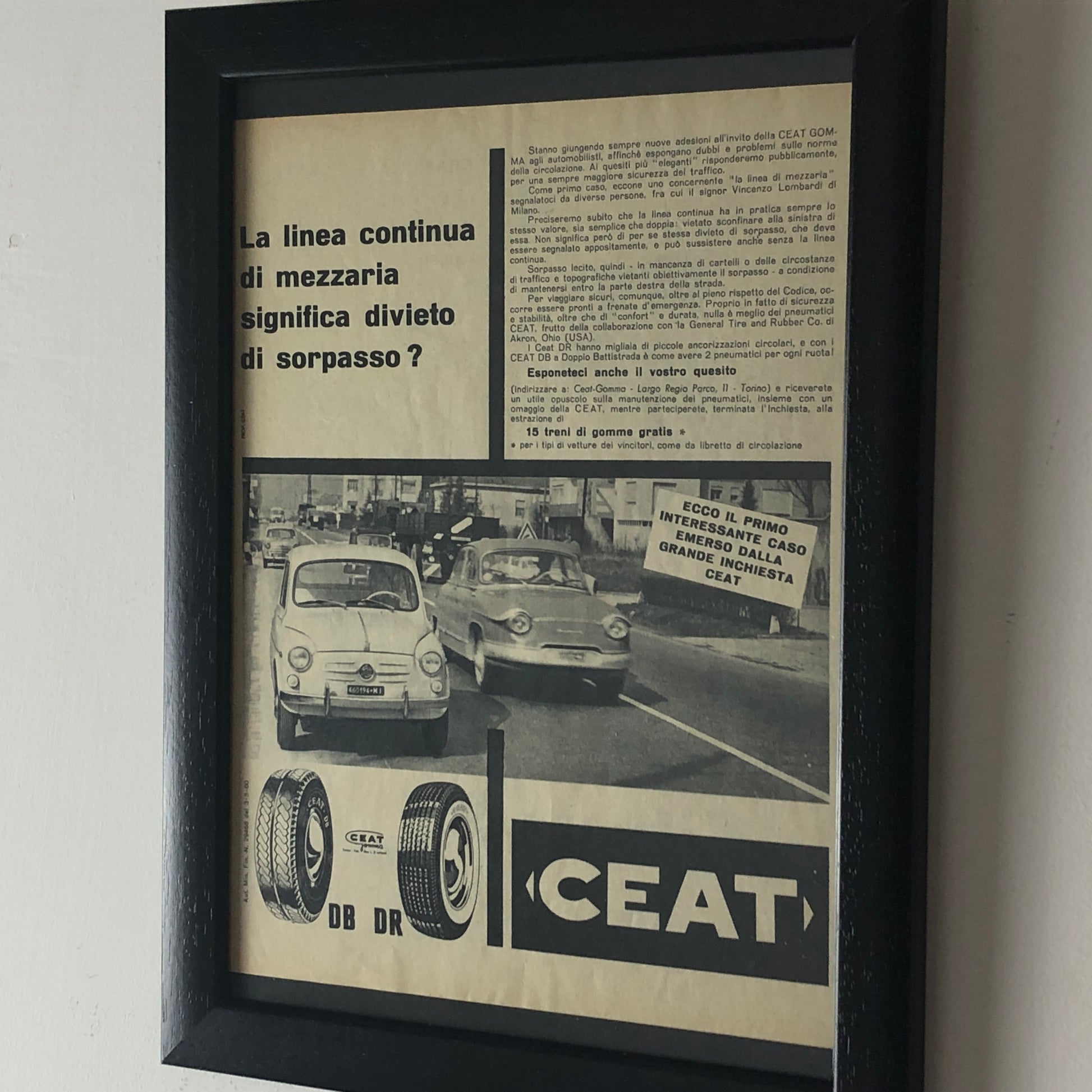 CEAT, Pubblicità Anno 1960 Pneumatici CEAT DB e DR - Raggi's Collectibles' Automotive Art