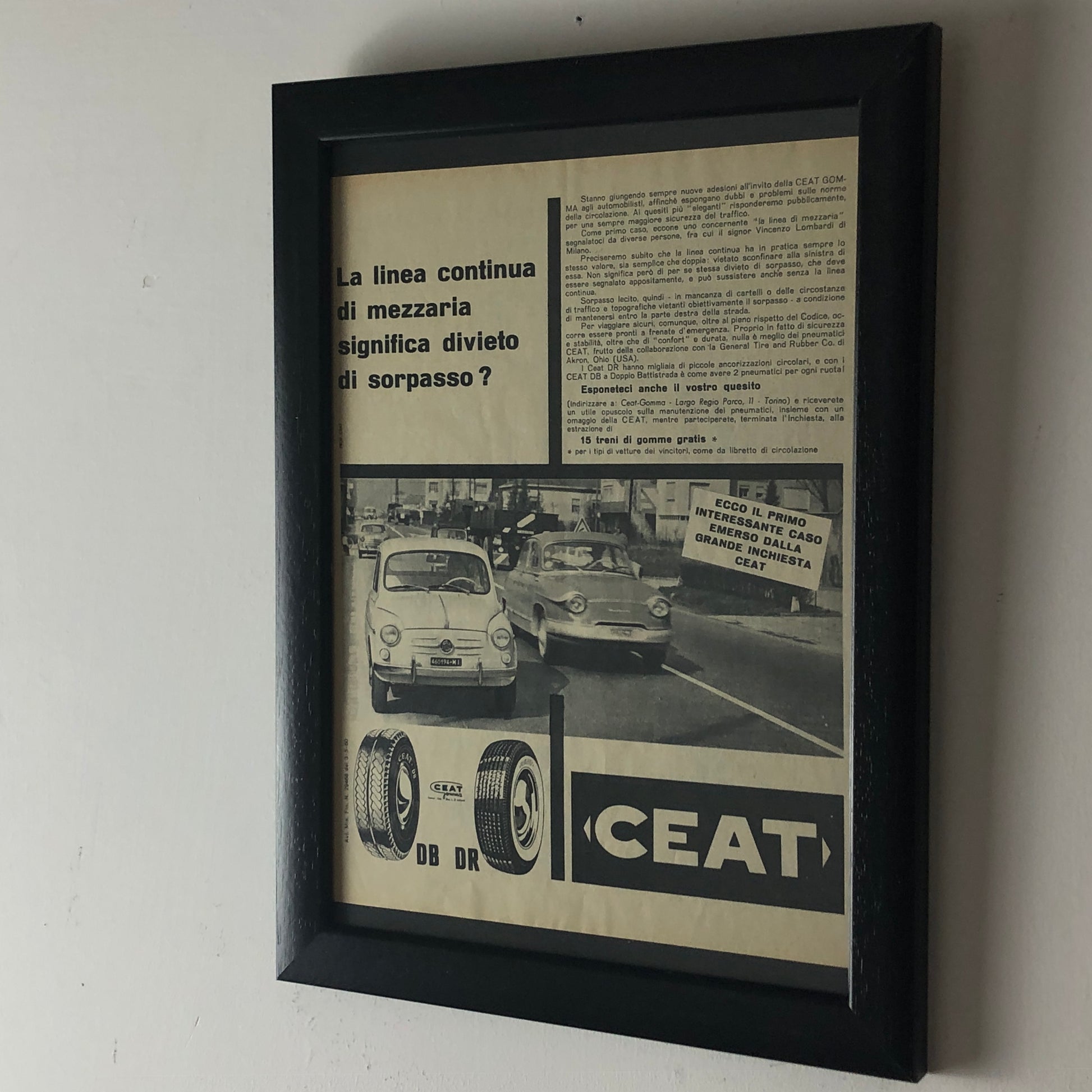 CEAT, Pubblicità Anno 1960 Pneumatici CEAT DB e DR - Raggi's Collectibles' Automotive Art