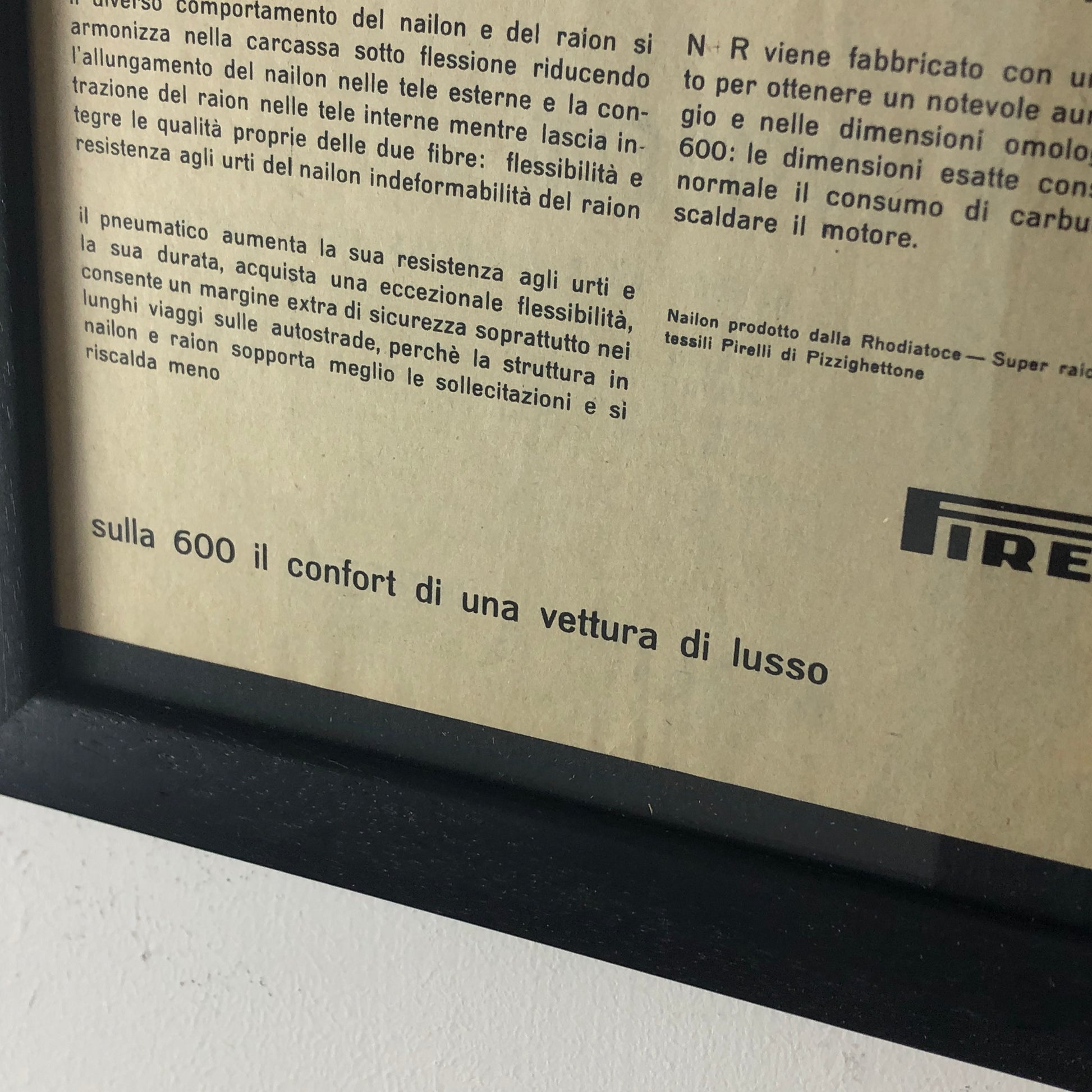 Pirelli, Pubblicità Anno 1960 Pneumatici Pirelli in Nailon e Raion per Fiat 600 - Raggi's Collectibles' Automotive Art