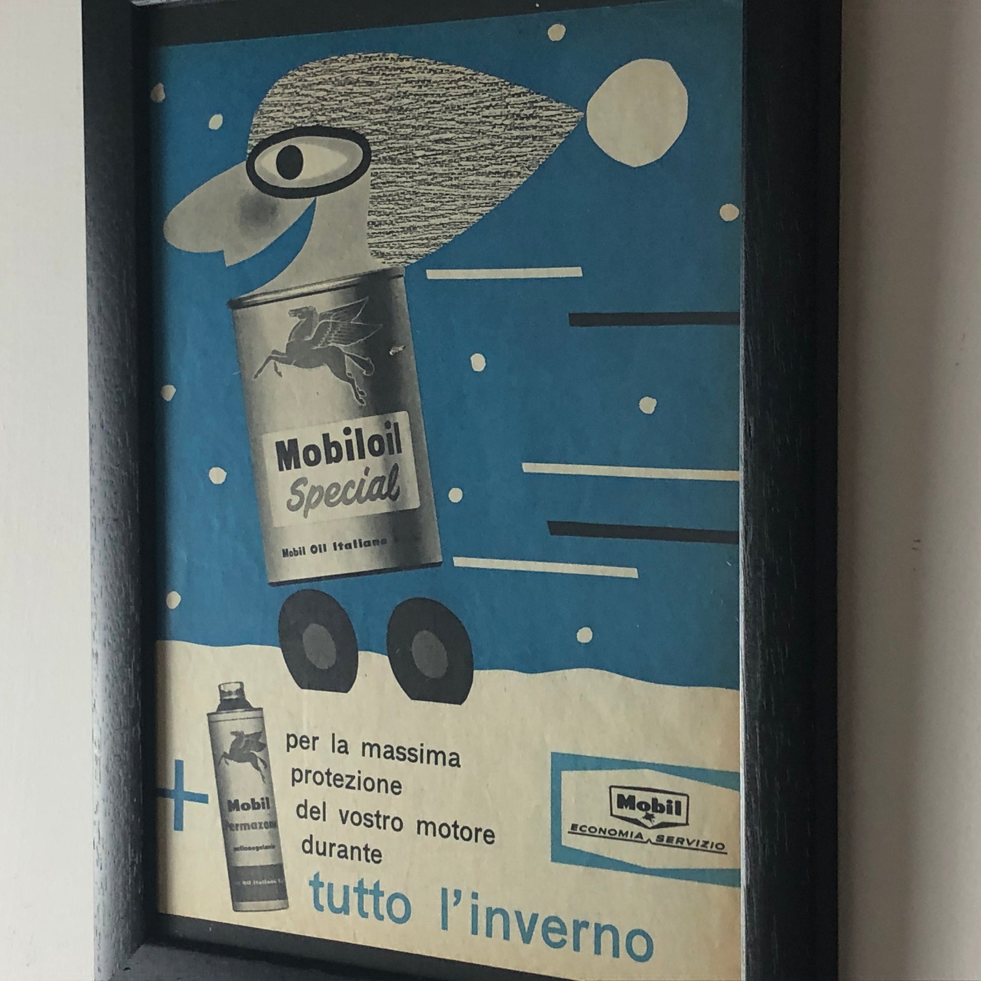 Mobil, Pubblicità Anno 1960 Mobiloil Special e Mobil Permazone Anticongelante - Raggi's Collectibles' Automotive Art