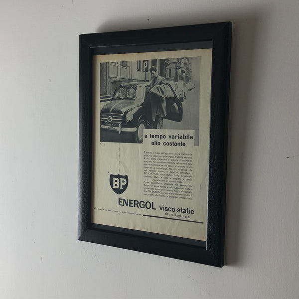 BP, Pubblicità Anno 1960 BP Energol Visco-Static a Tempo Variabile Olio Costante
