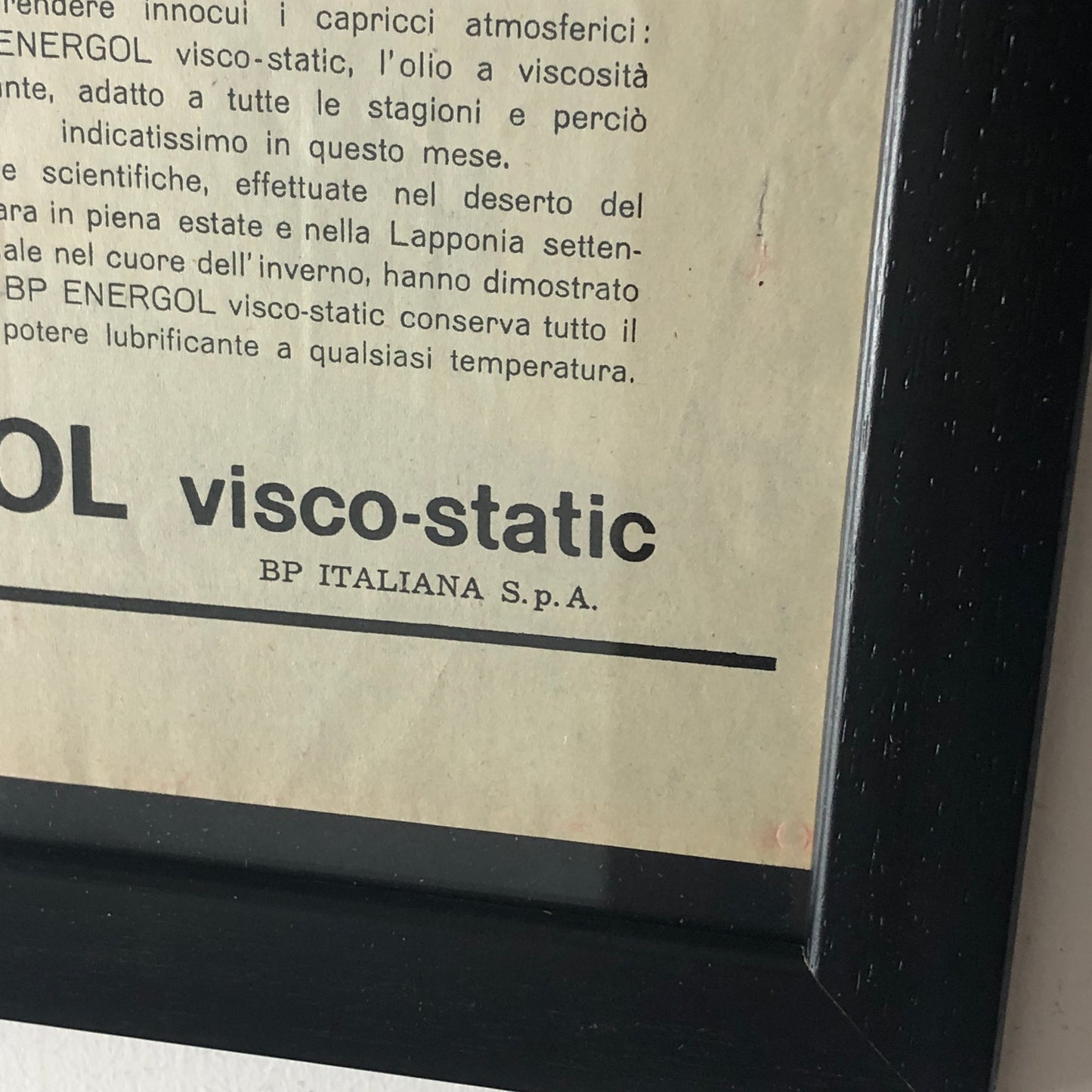 BP, Pubblicità Anno 1960 BP Energol Visco-Static a Tempo Variabile Olio Costante - Raggi's Collectibles' Automotive Art