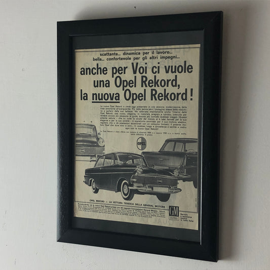 GM Opel Pubblicità Anno 1960 GM Opel Rekord La Vettura Tedesca della General Motors - Raggi's Collectibles' Automotive Art