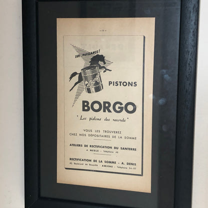 Pistoni Borgo, Pubblicità Anno 1954 I Pistoni dei Record - Raggi's Collectibles' Automotive Art