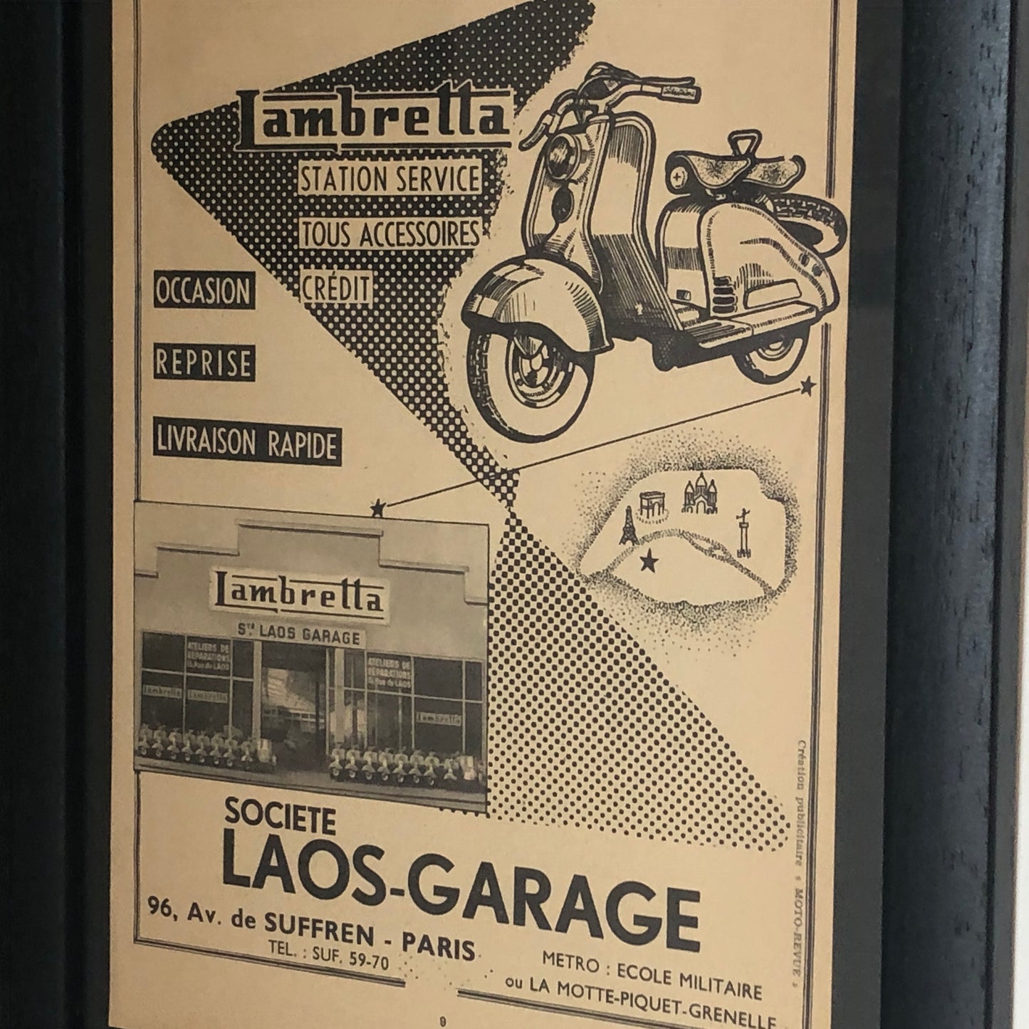 Lambretta, Advertisement Year 1954 Lambretta Dealer Societe Laos-Garage