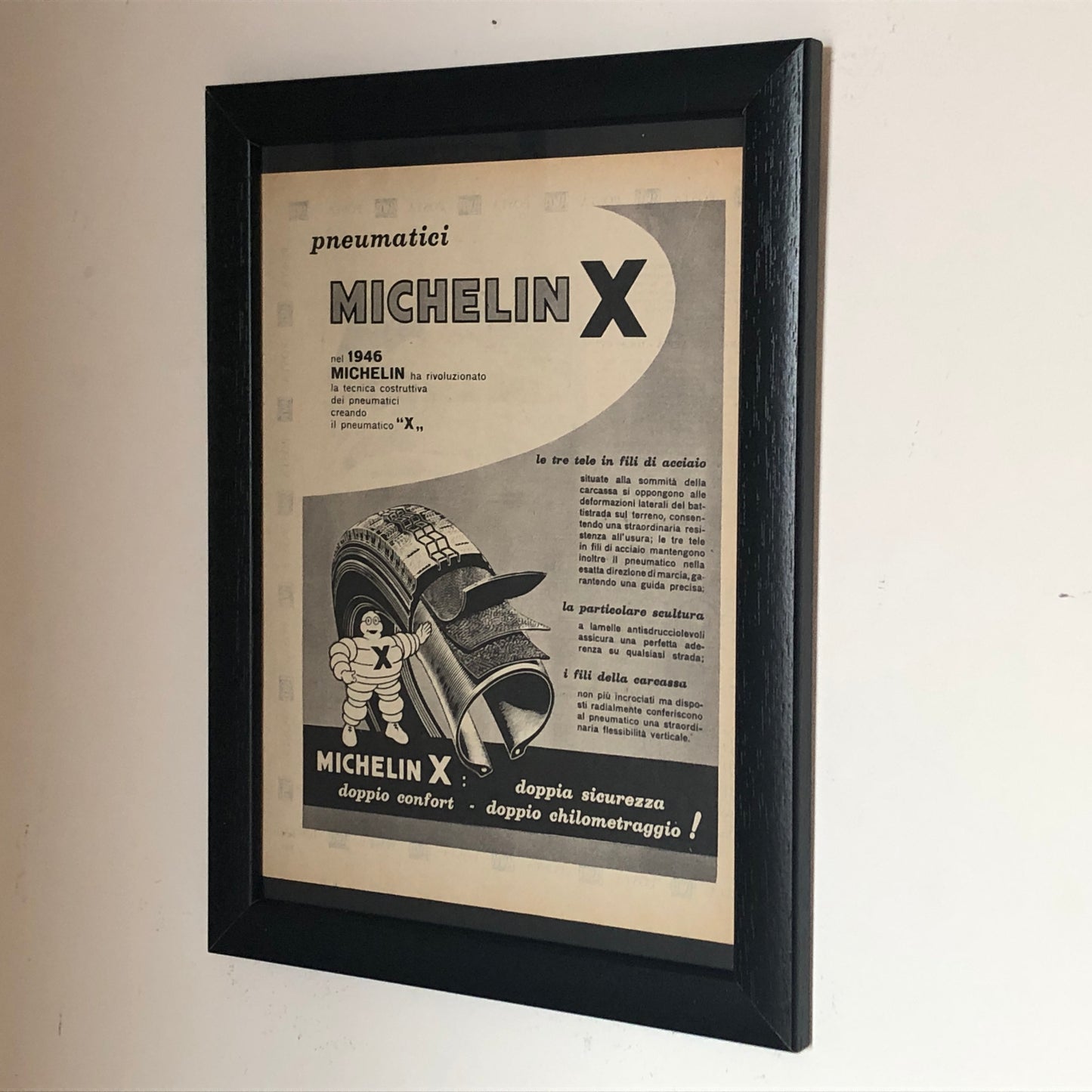Michelin, pubblicità anno 1960 pneumatici Michelin X