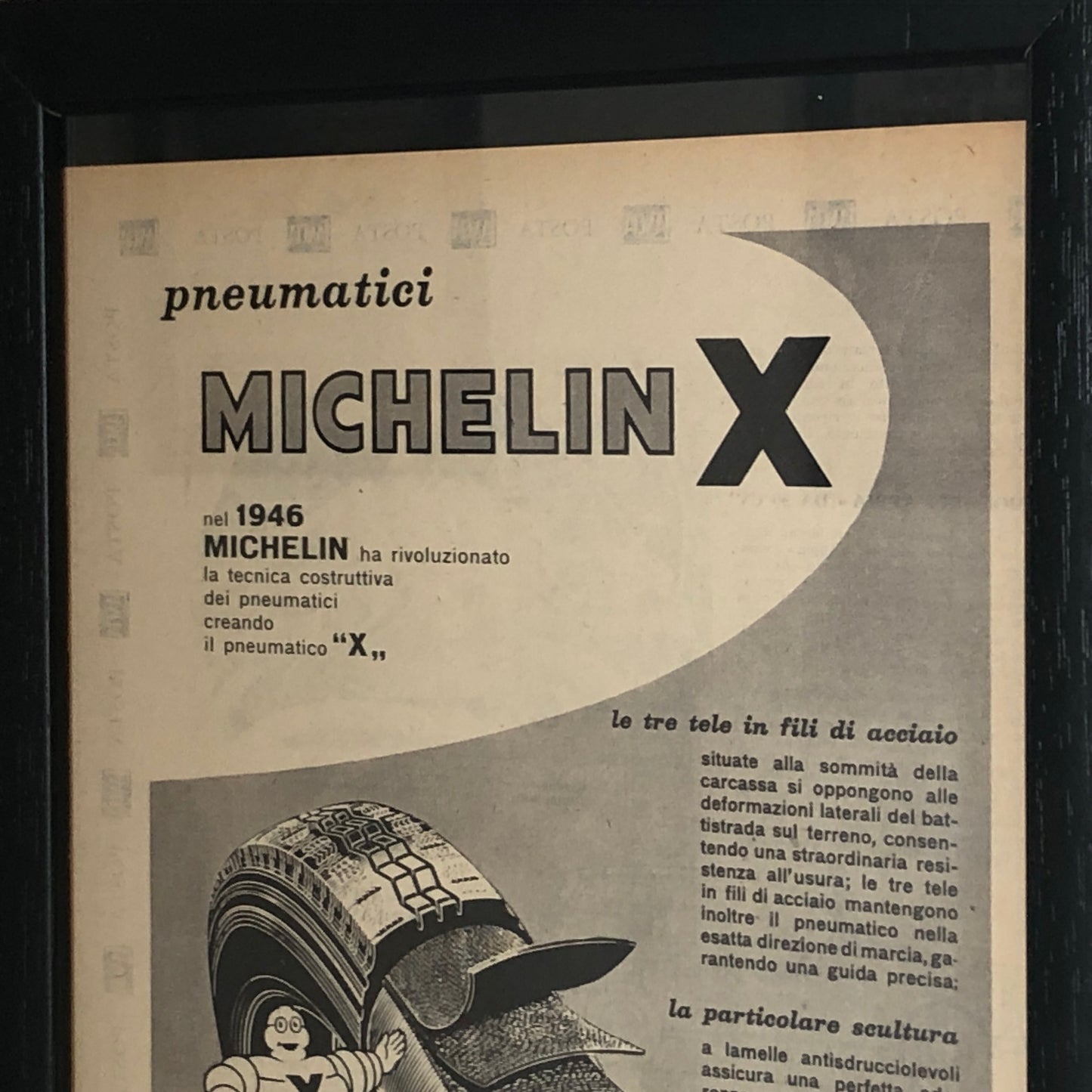 Michelin, pubblicità anno 1960 pneumatici Michelin X