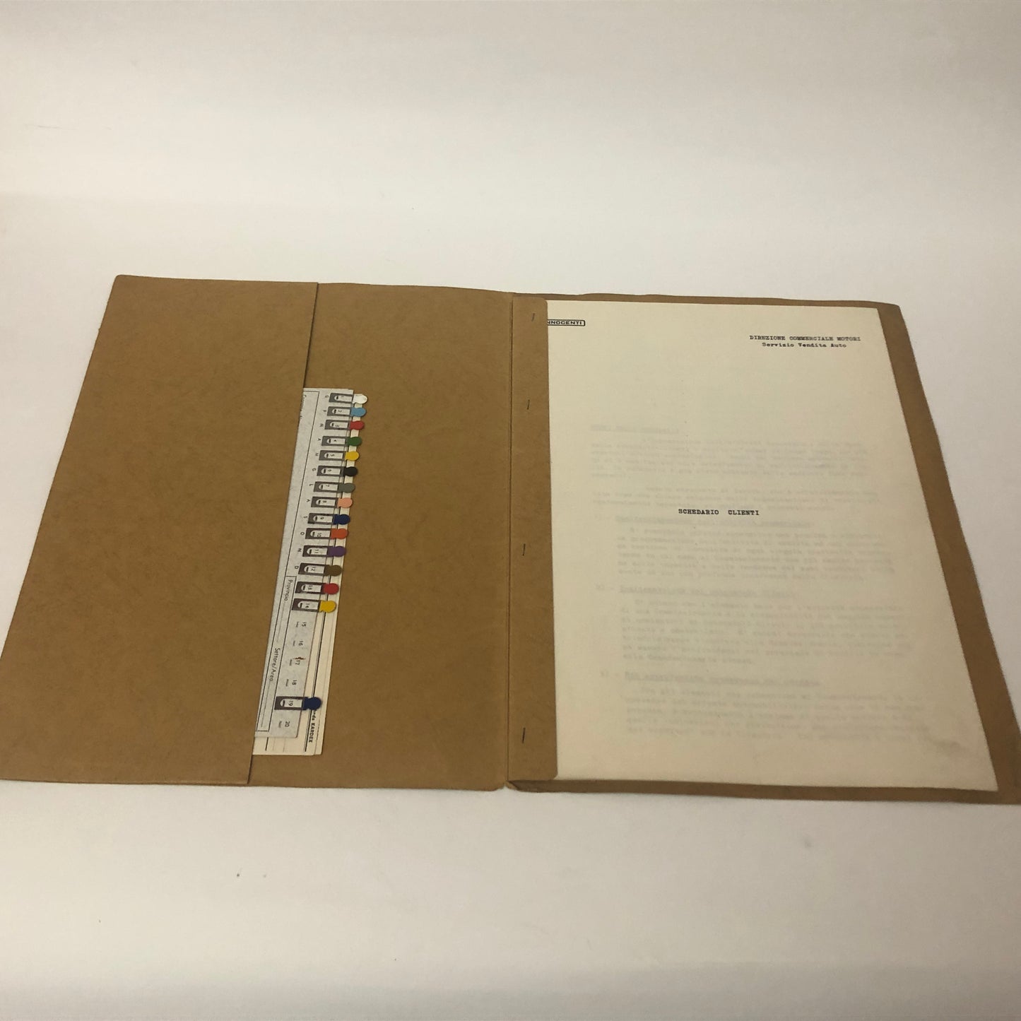 Innocenti, Instructions on the Correct Compilation of the Customer File Reserved for Innocenti Commission Agents.