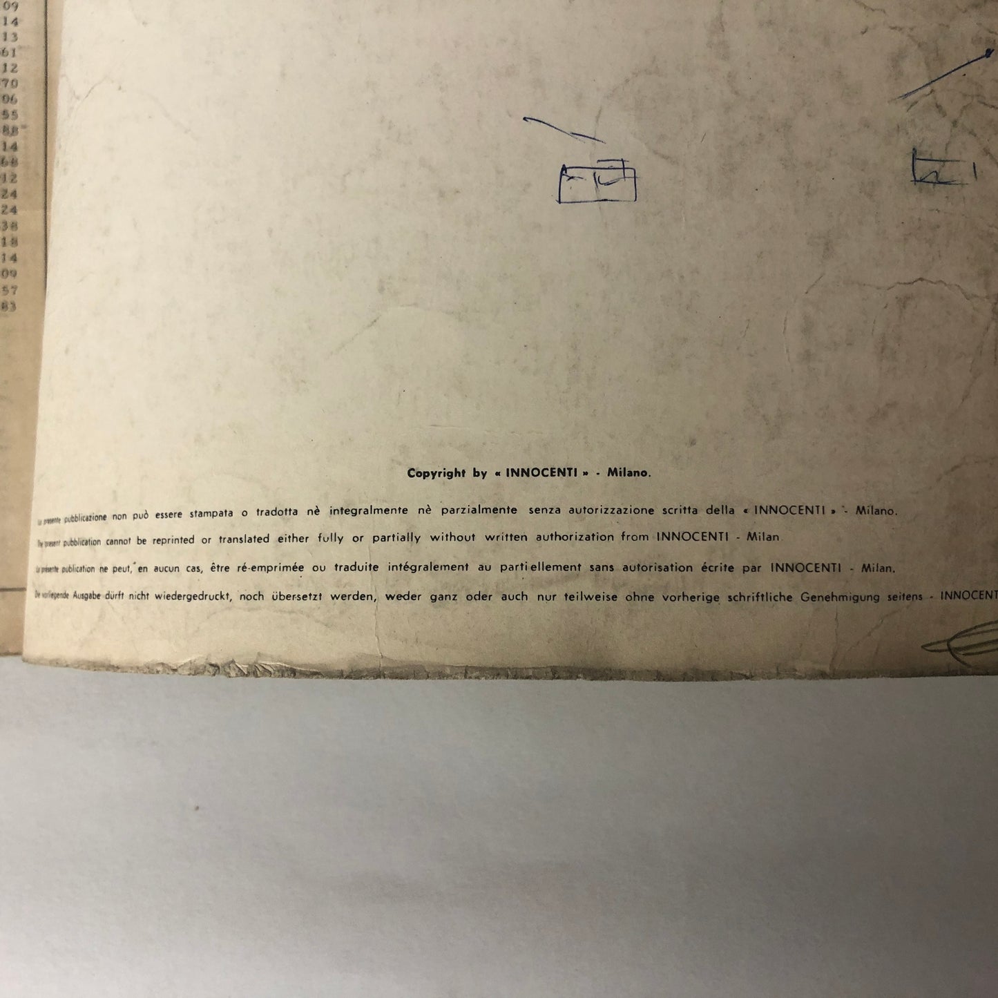 Innocenti, Listino Prezzi Parti di Ricambio n.11 Anno 1970