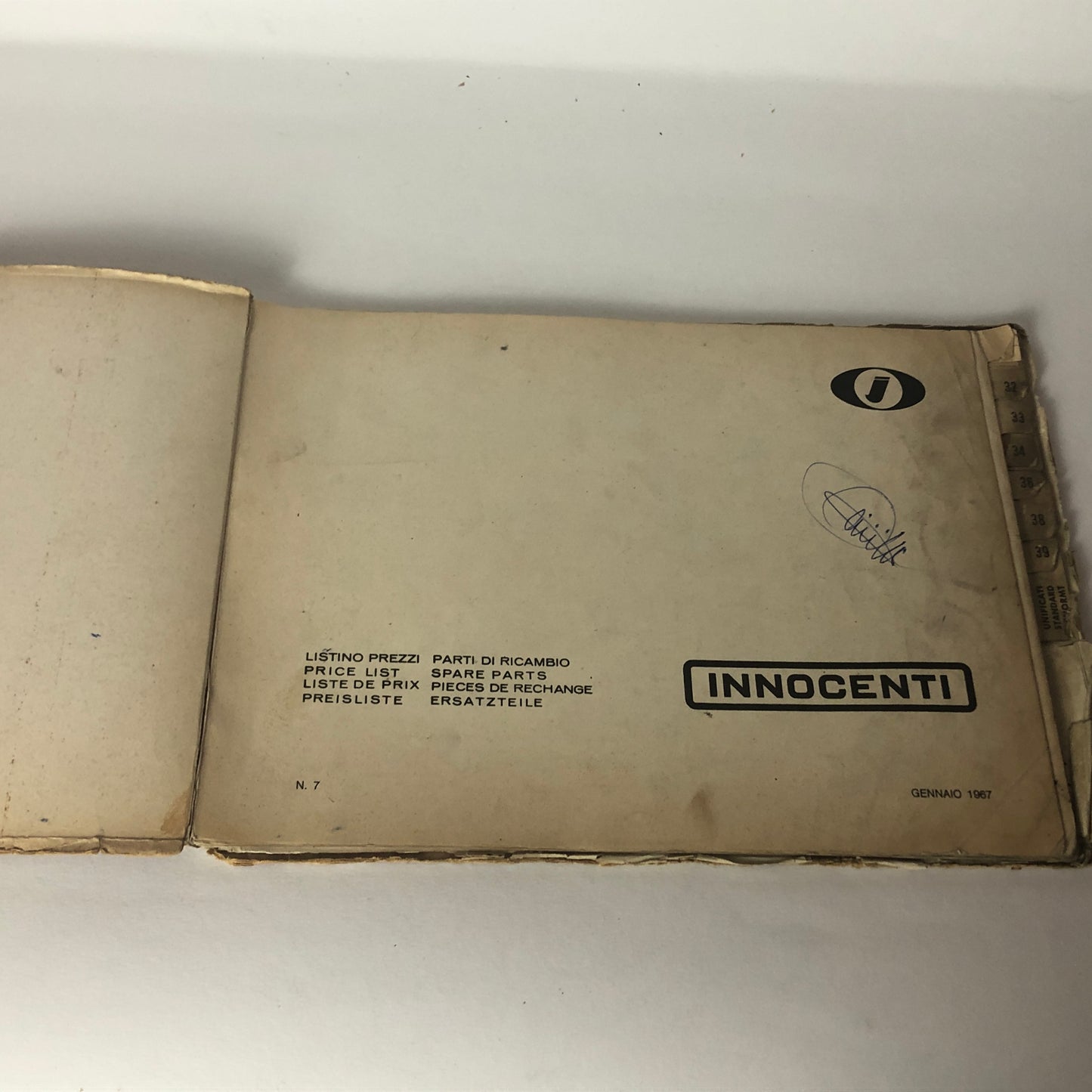 Innocenti, Price List of Spare Parts n.7 Year 1967