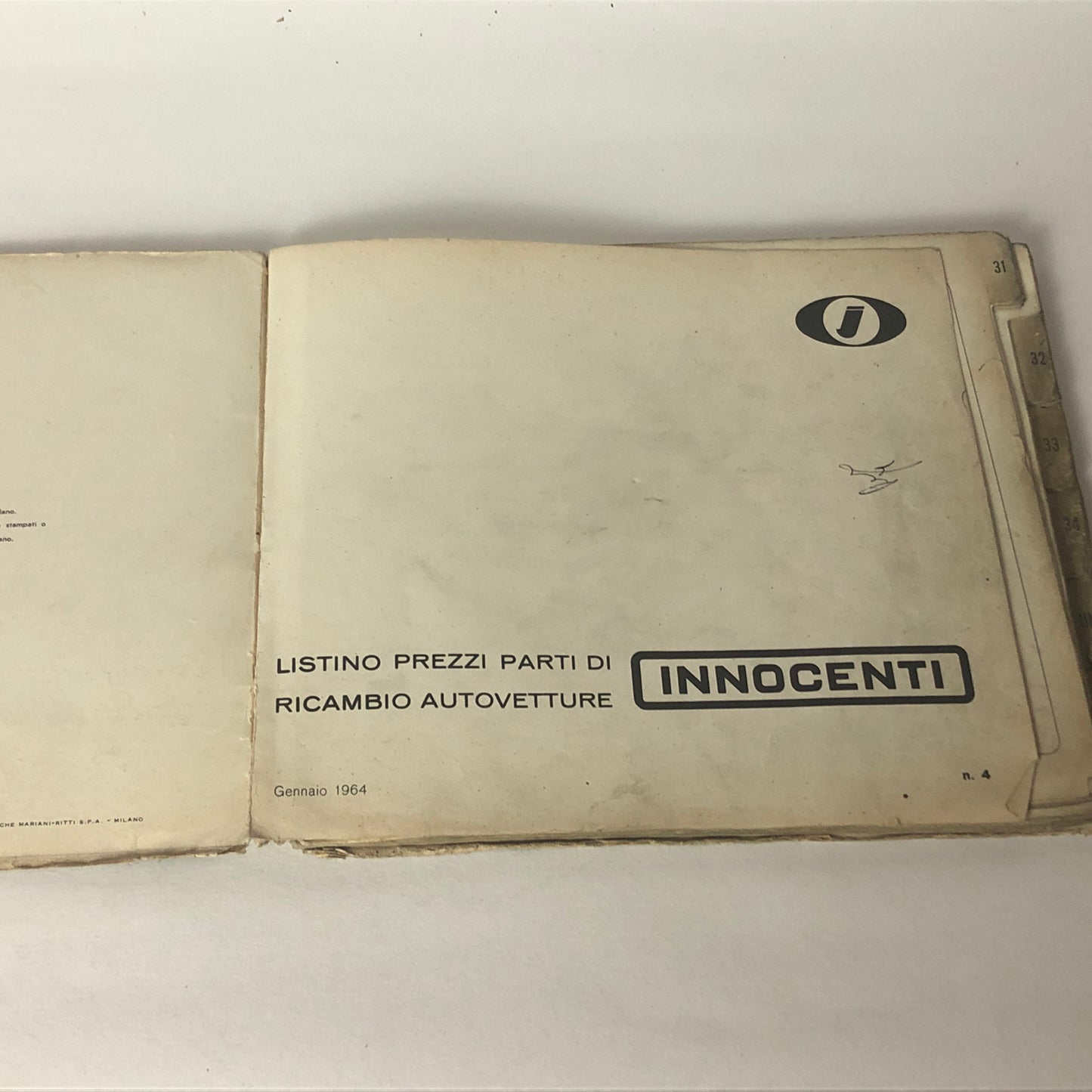 Innocenti, Listino Prezzi Parti di Ricambio Autovetture n.4 Anno 1964