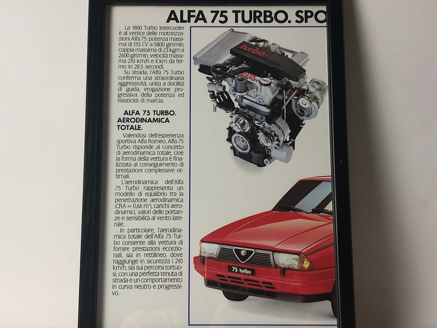 Alfa Romeo, Quadro Brochure Alfa Romeo 75 Turbo - Raggi's Collectibles' Automotive Art