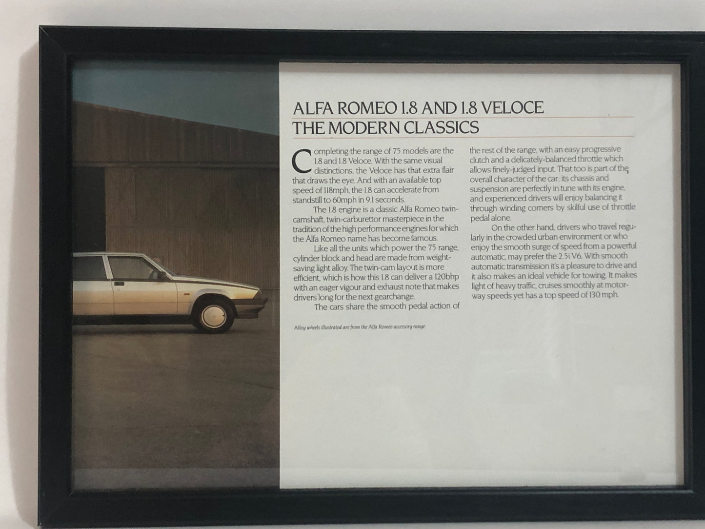 Alfa Romeo, Quadro Brochure Alfa Romeo 75 1.8 e 1.8 Veloce - Raggi's Collectibles' Automotive Art