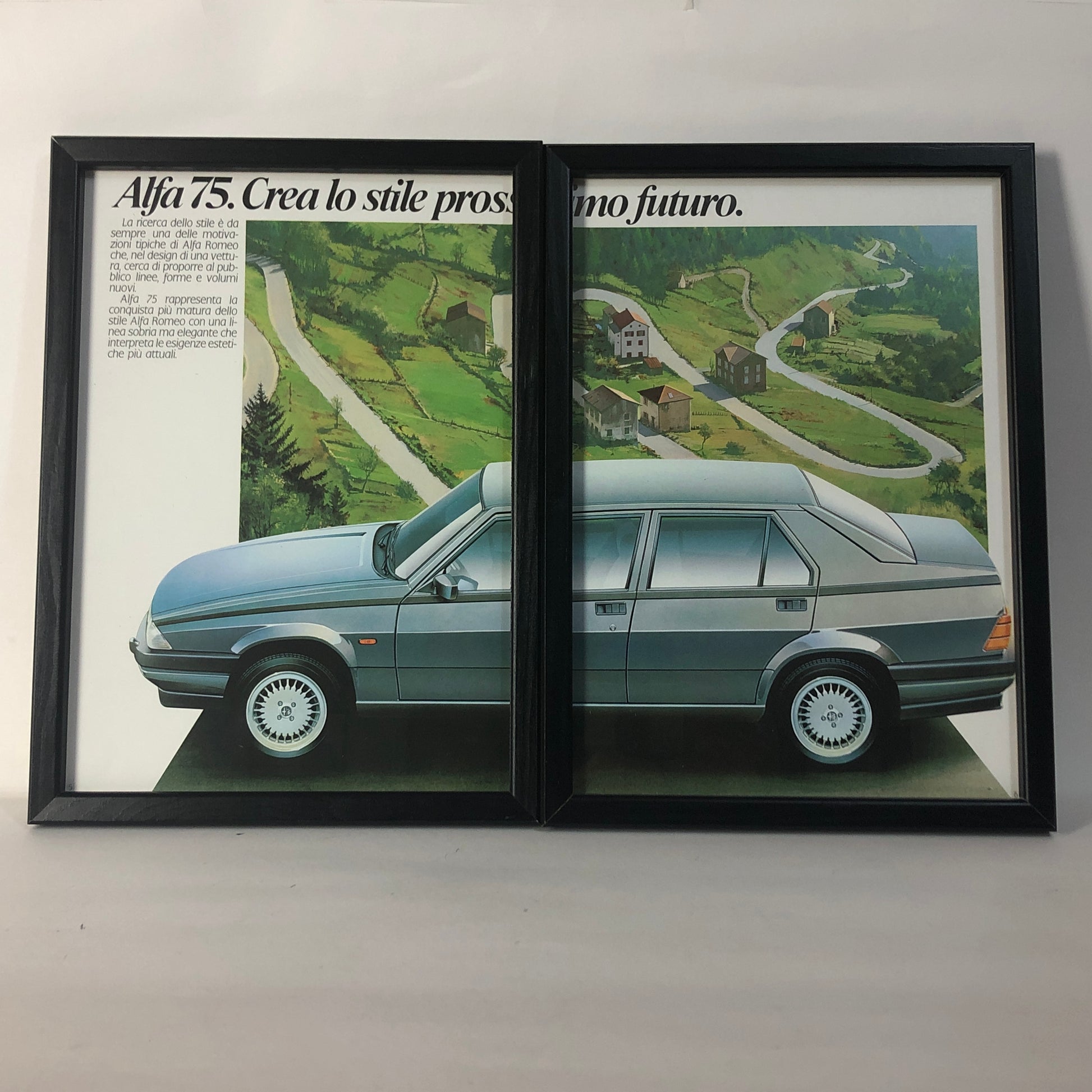 Alfa Romeo, Quadro Brochure Alfa Romeo 75 Crea lo Stile Prossimo Futuro - Raggi's Collectibles' Automotive Art