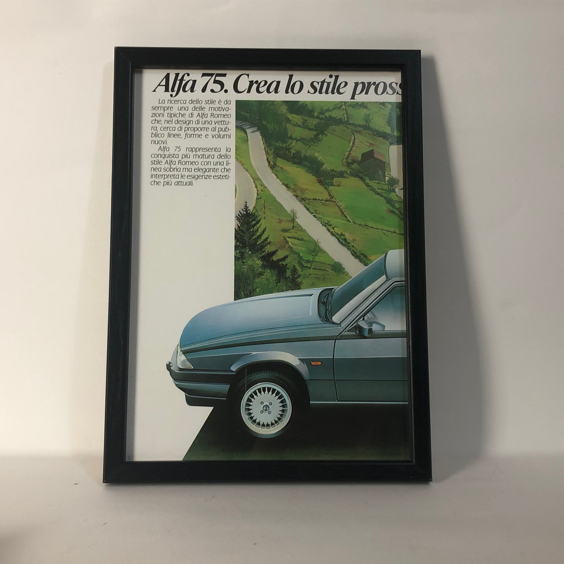 Alfa Romeo, Quadro Brochure Alfa Romeo 75 Crea lo Stile Prossimo Futuro - Raggi's Collectibles' Automotive Art